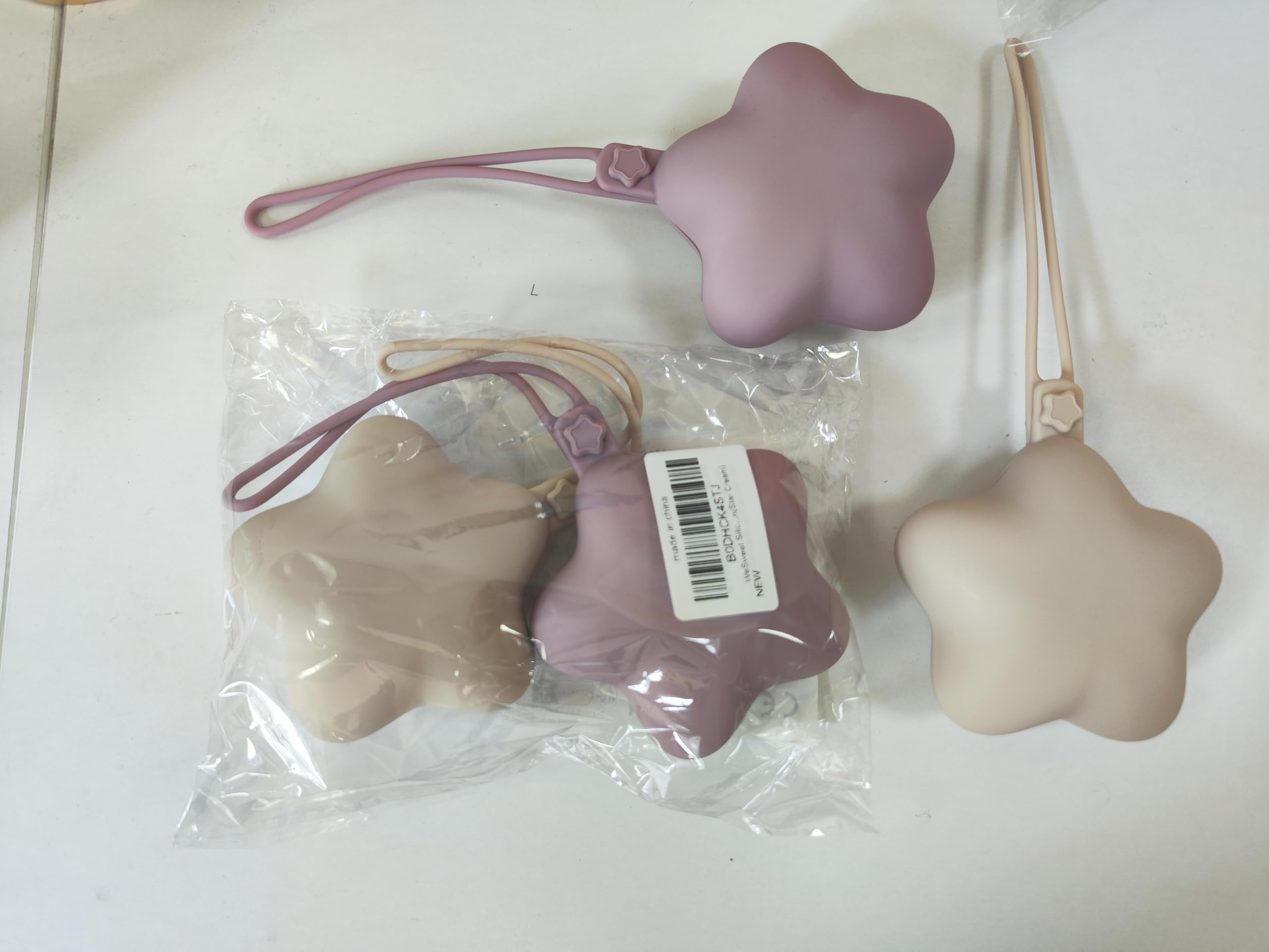 WeSweet Silicone Pacifier Holder Case - 2 Pack Baby Dummy Clip Storage Box with Easy-Clean Design (Cream/Pink) - Perfect for Travel, Daycare & On-the-Go Parents