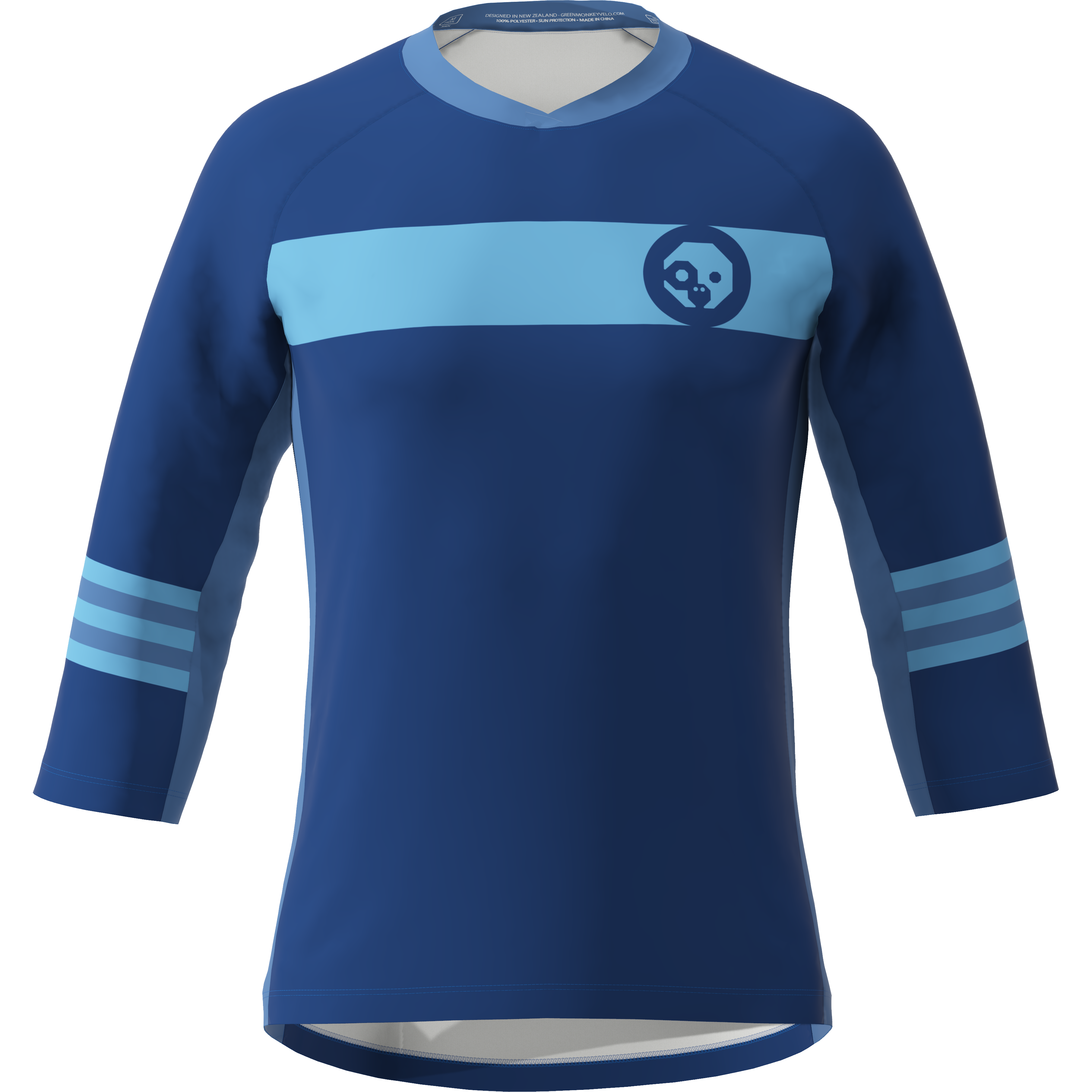 Green Monkey Blue Men's 3/4 Sleeve Trail Jersey - Breathable Cycling Shirt for Mountain Biking & Outdoor Adventures