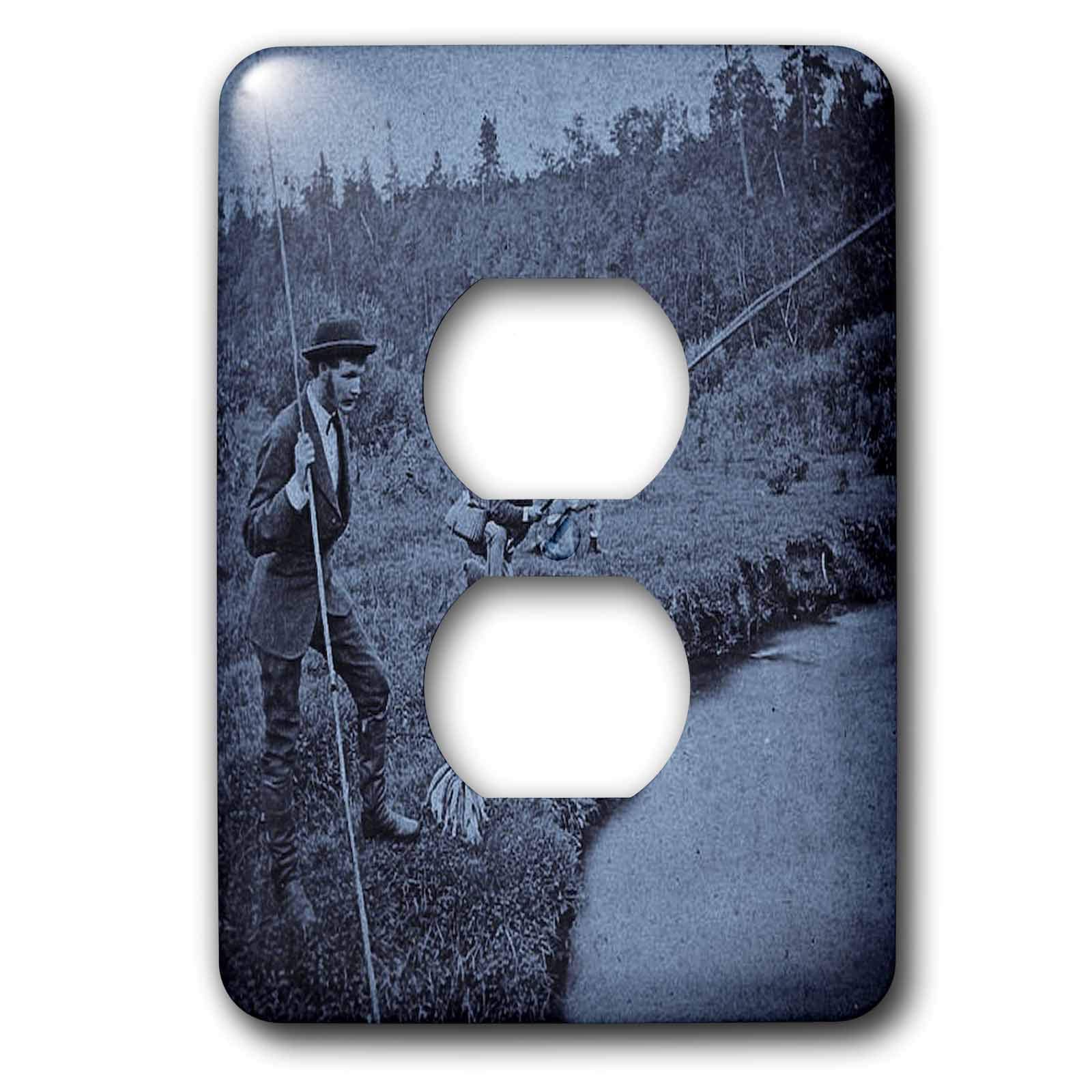 3D Vintage Trout Fishermen Outlet Cover - Decorative Switch Plate for Fishing Enthusiasts | Perfect for Cabin, Lodge, or Man Cave Decor