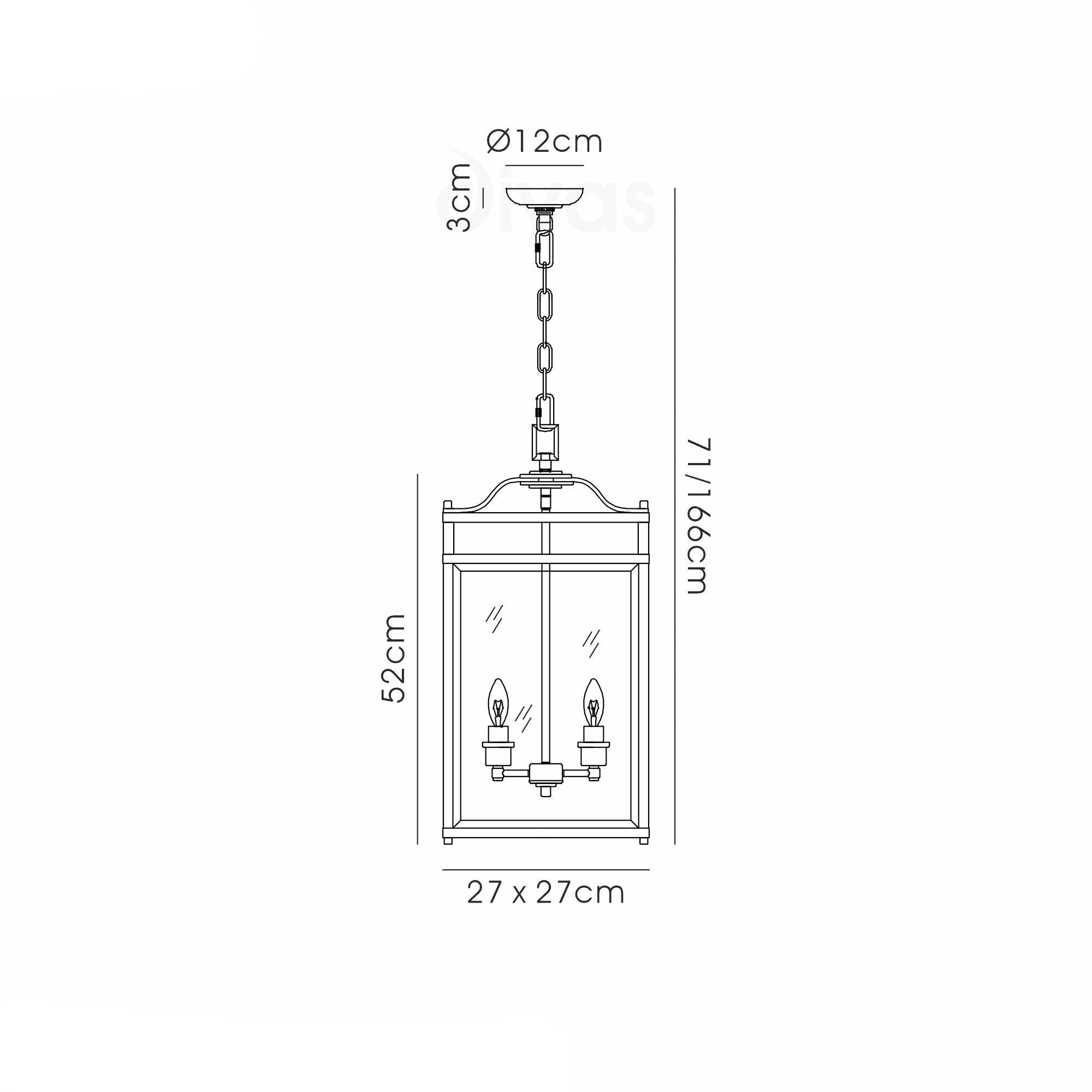 Aston Square Pendant Light Fixture - 3/4/6 Light E14 Base in Polished Chrome & Glass - Perfect for Kitchen Island, Dining Room, or Entryway Lighting