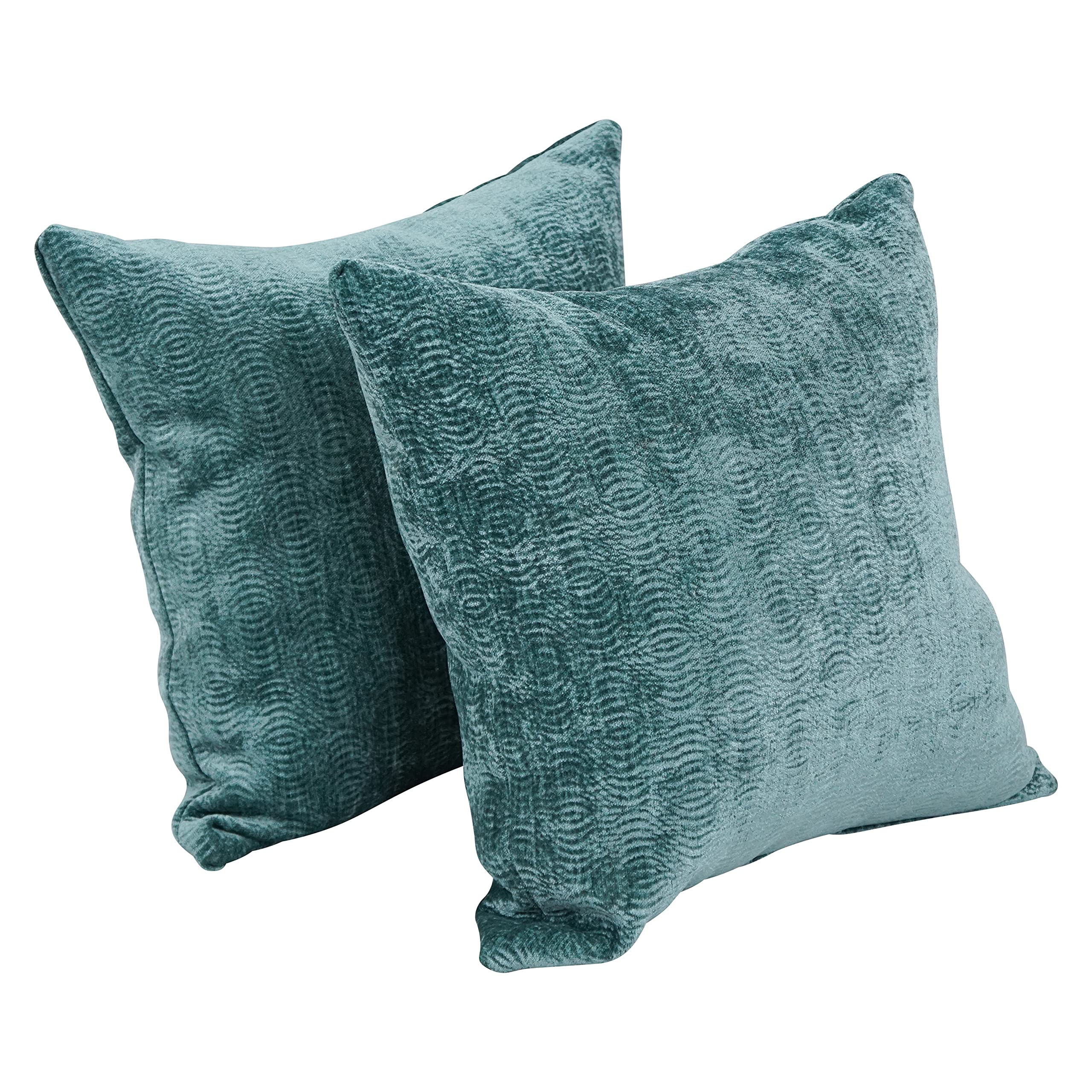 Blazing Needles 17x17 Inch Square Polyester Jacquard Throw Pillows Set of 2 - Reverber Lagoon Pattern | Soft Decorative Cushions for Sofa, Bed, Living Room & Home Decor