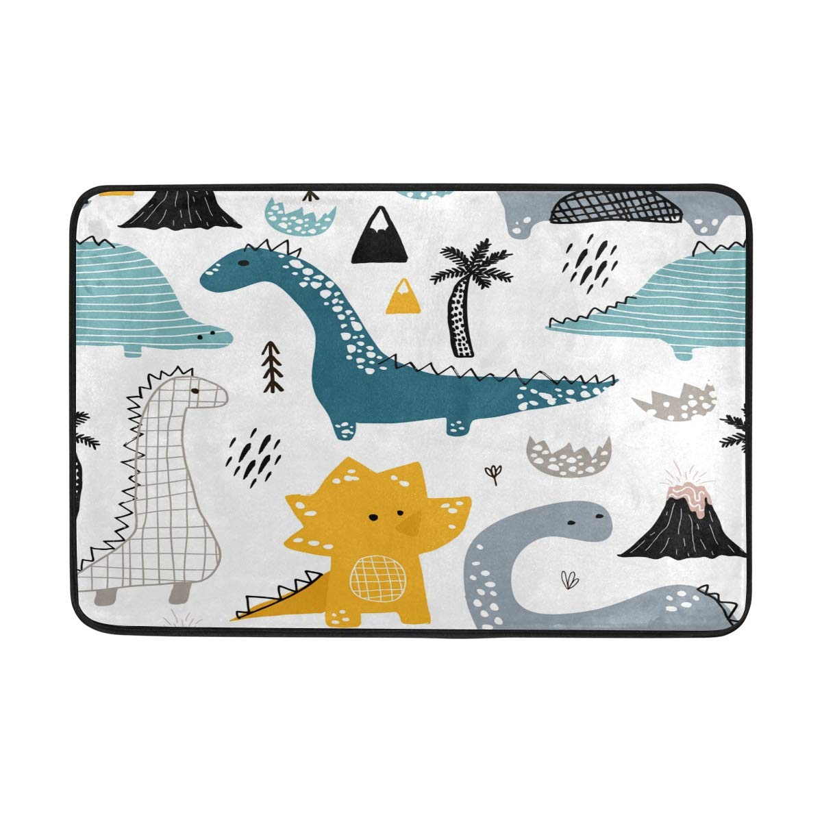 Non-Slip Dinosaur Bath Mat - Super Absorbent Bathroom Rug with Funny Dino Design, 24x16 Inch - Perfect for Kids' Bathroom, Nursery Floor, or Playroom Decor - Anti-Skid Shoe Scraper & Dirt Trapper Doormat