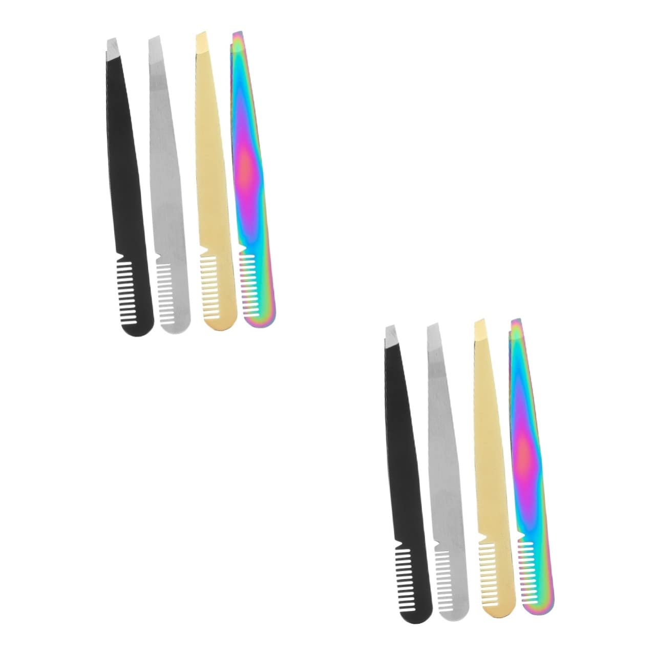 FOMIYES 8-Piece Stainless Steel Eyelash Tweezers Set - Rose Gold Tweezer for Eyelash Extensions, False Lashes & Eyebrow Grooming - Perfect for Salons, Makeup Artists & DIY Beauty at Home