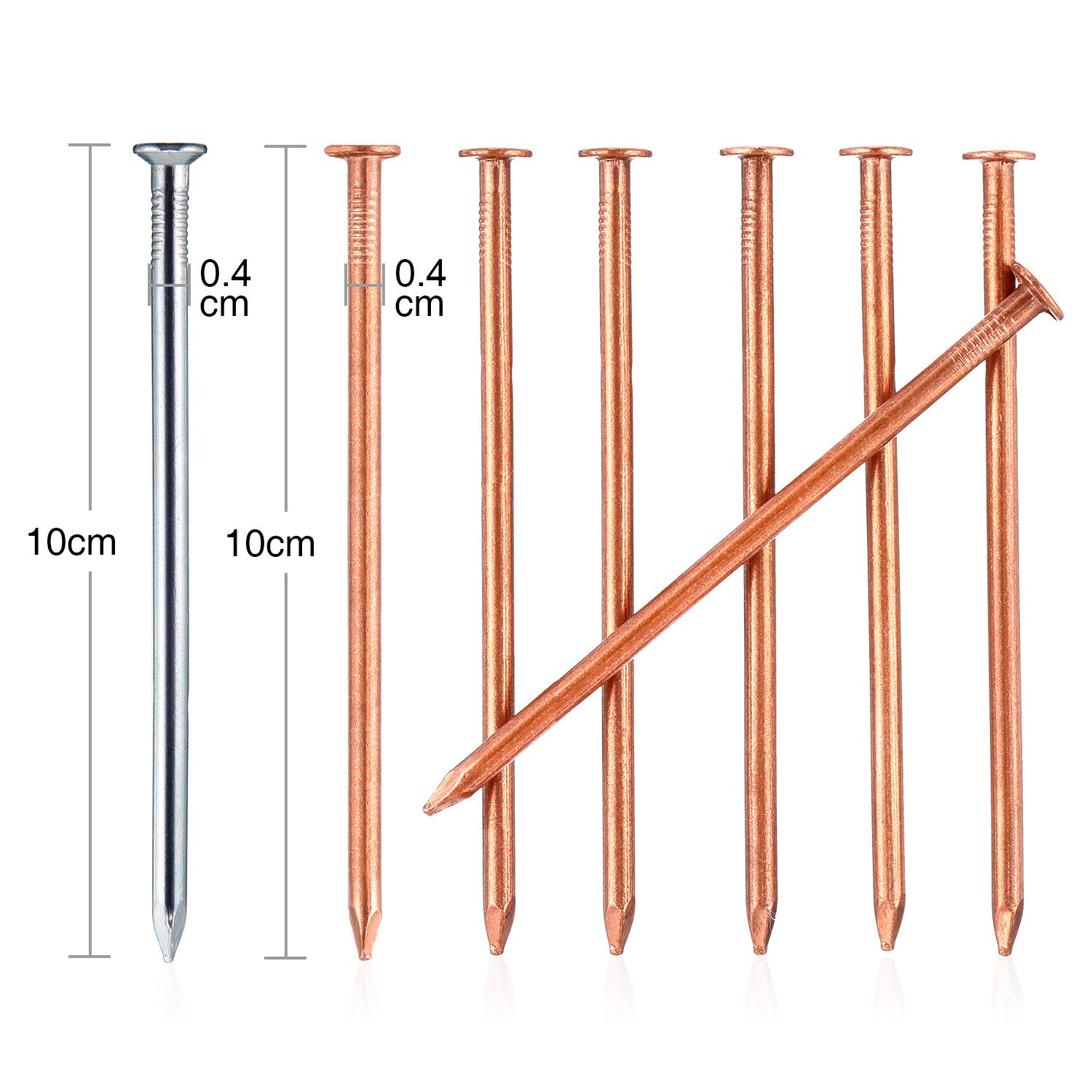 12 Pack 4 Inch (100mm) Long Copper Nails for Tree Killing & Stump Removal - Includes 1 Steel Nail & Storage Box - Ideal for Arborists, Gardeners, and DIY Tree Removal Projects
