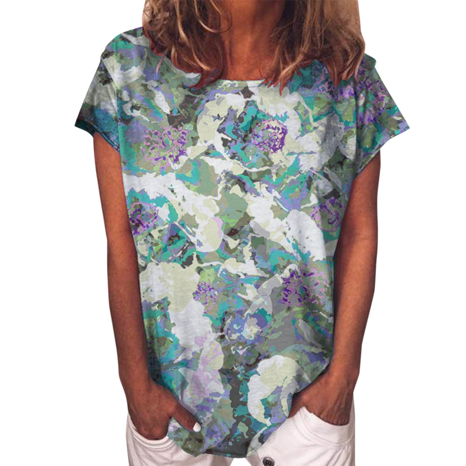 Women's Summer Tops - Short Sleeve Crew Neck Casual Sweatshirts for Women | Perfect for Beach Outings, Picnics & Summer Travel