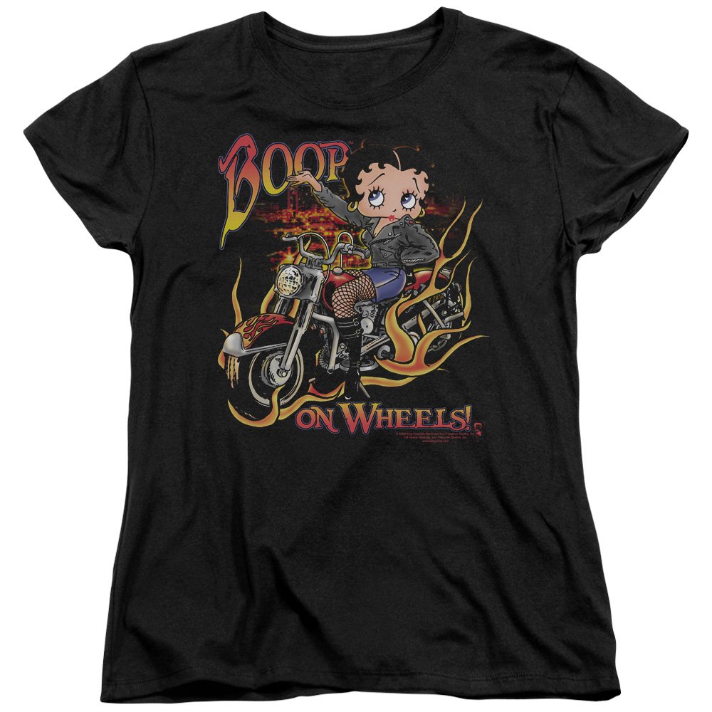 Betty Boop On Wheels Women's Graphic T-Shirt | Vintage Cartoon Tee for Casual Wear & Pop Culture Fans | Perfect for Everyday Outfits, Gifts & Retro Fashion