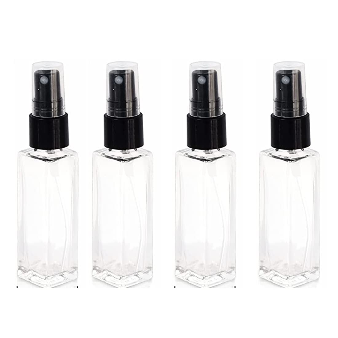 PHARCOS 8ml Clear Square Glass Spray Bottles with Pump - 6 Pack Refillable Travel Bottles for Perfume, Essential Oils, Aromatherapy & DIY Blends | Perfect for Home, Office, Gym & Travel Accessories