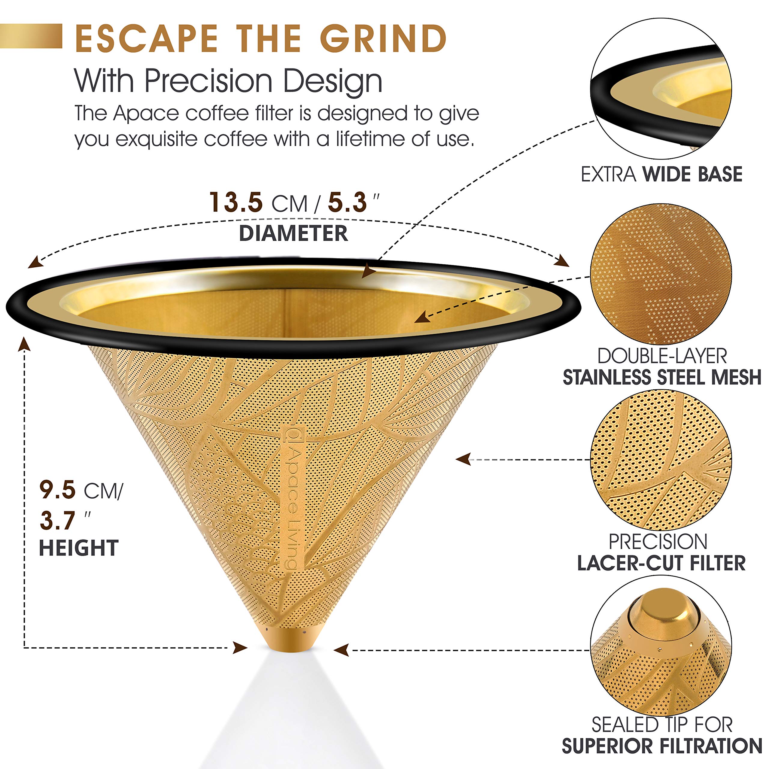 Reusable Stainless Steel Coffee Dripper for Chemex & V60 - Eco-Friendly Pour Over Filter for Home Brewing