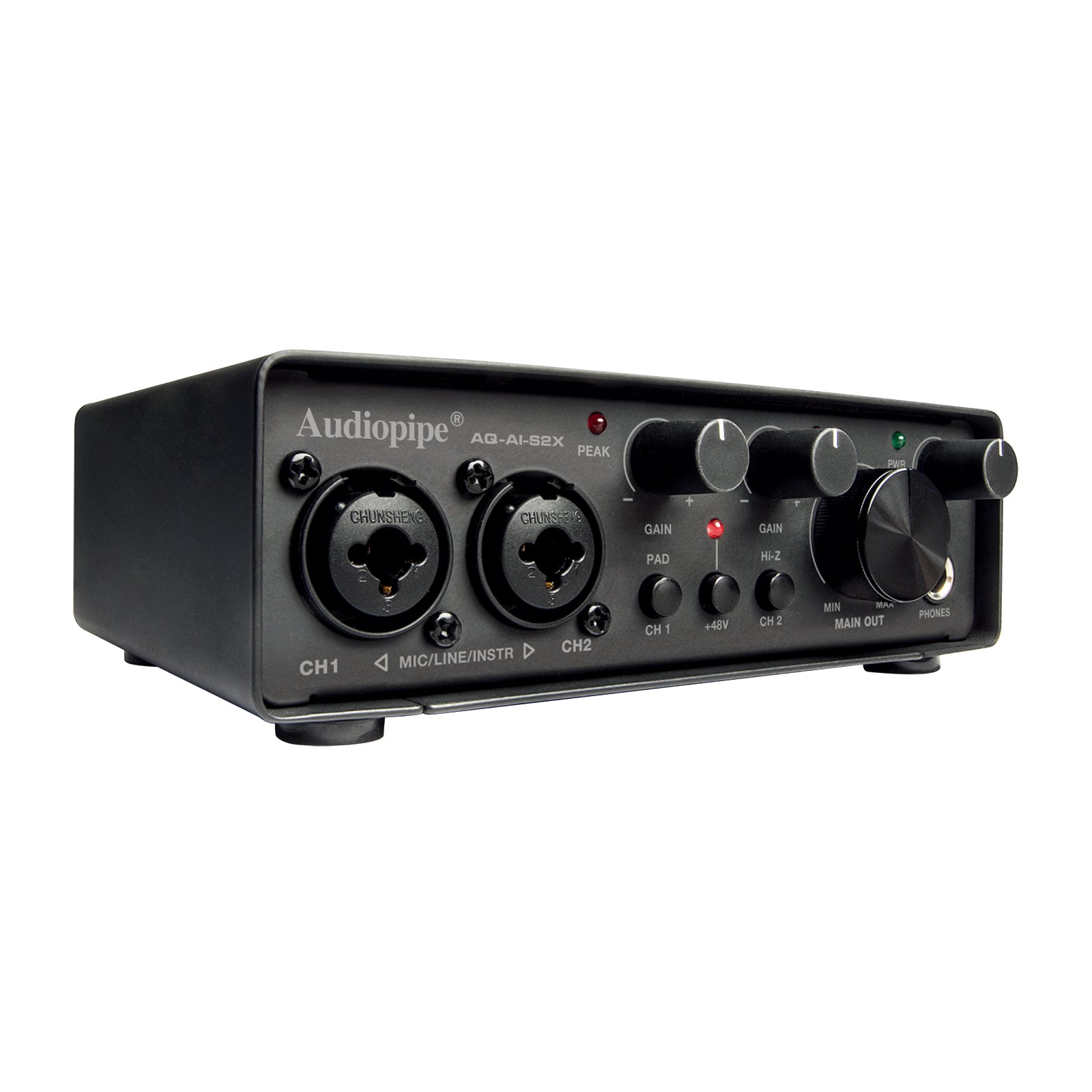 Professional 2 Channel USB Audio Interface (AQ AI S2X) - Perfect for Home Studio Recording, Podcasting & Music Production