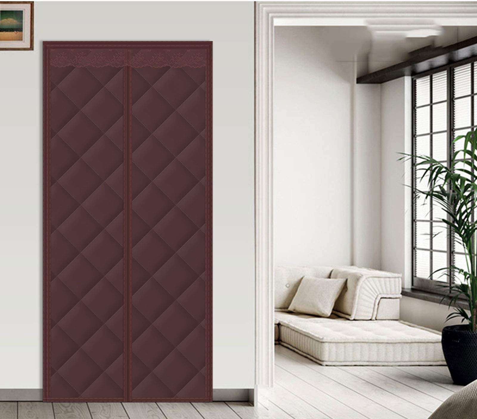 Magnetic Thermal Insulated Door Curtain 40x98 Inches - Electromagnetic Shielding, Noise Reducing & Hands-Free Entry - Waterproof Heavy Duty Winter Door Cover for Home & Office Use