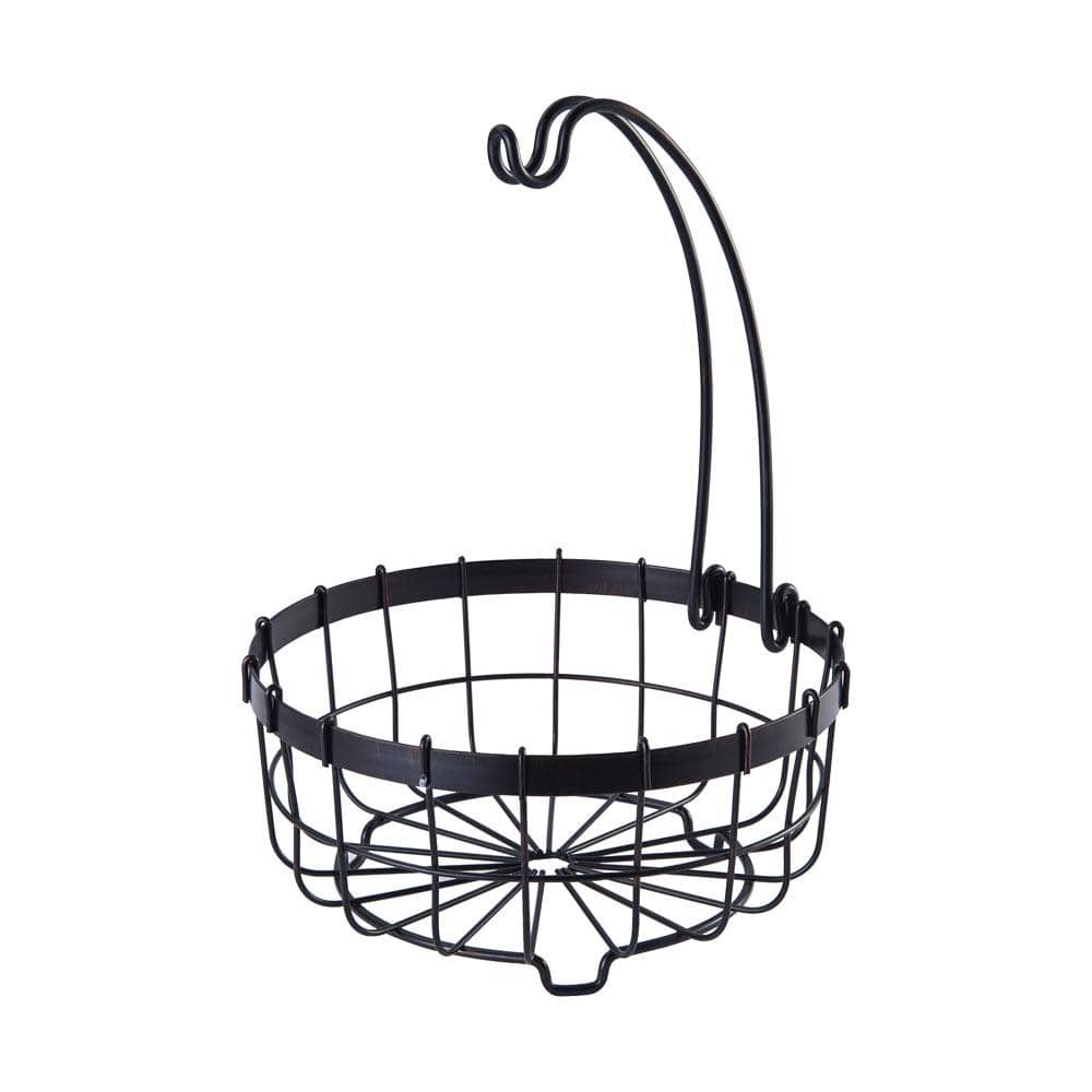 Sturdy Fruit Storage Basket with Banana Hanger - Perfect for Kitchen Countertop, Pantry Organization & Fresh Produce Display