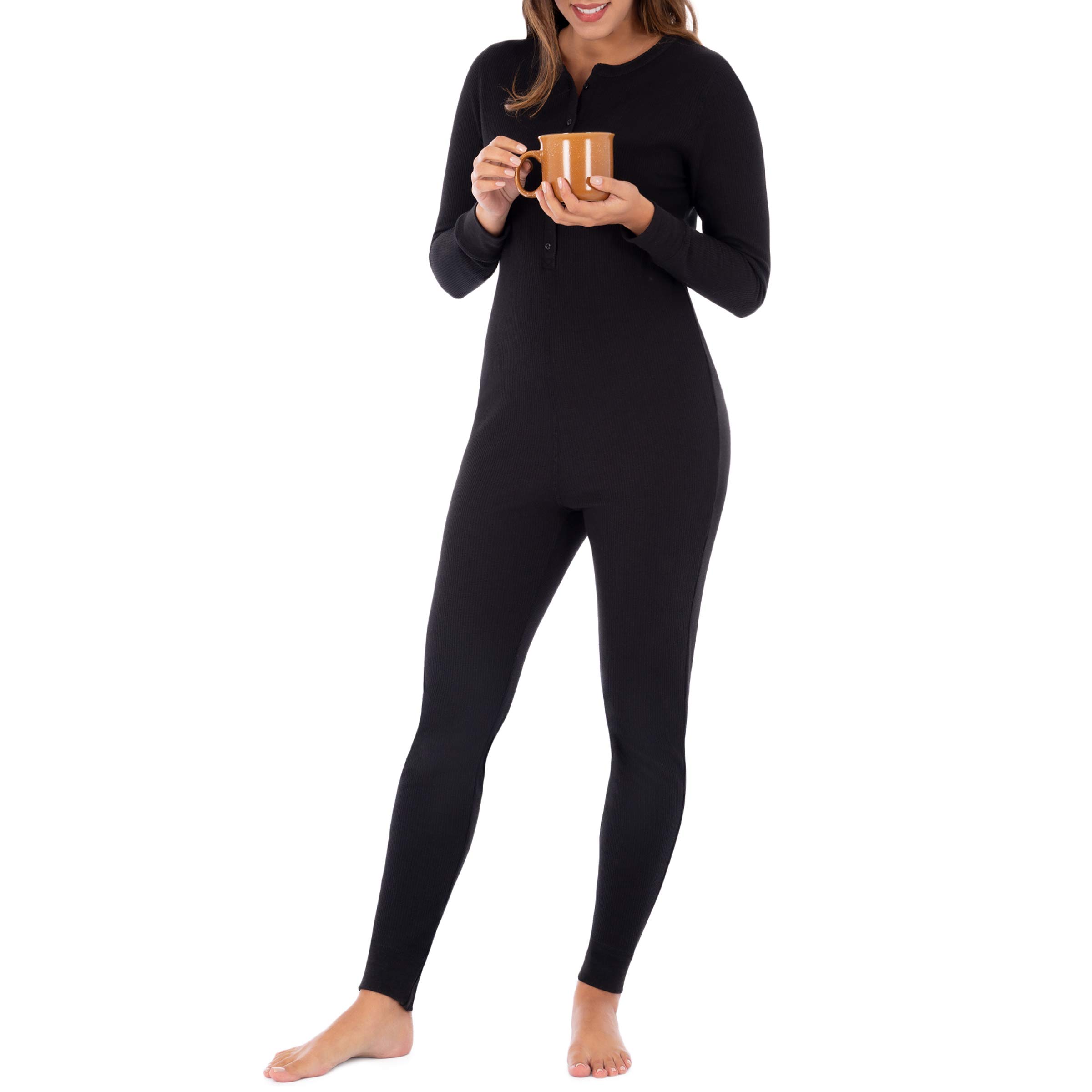 Fruit of the Loom Women's Micro Waffle Premium Thermal Union Suit - Warm Winter Underwear for Cold Weather & Outdoor Activities
