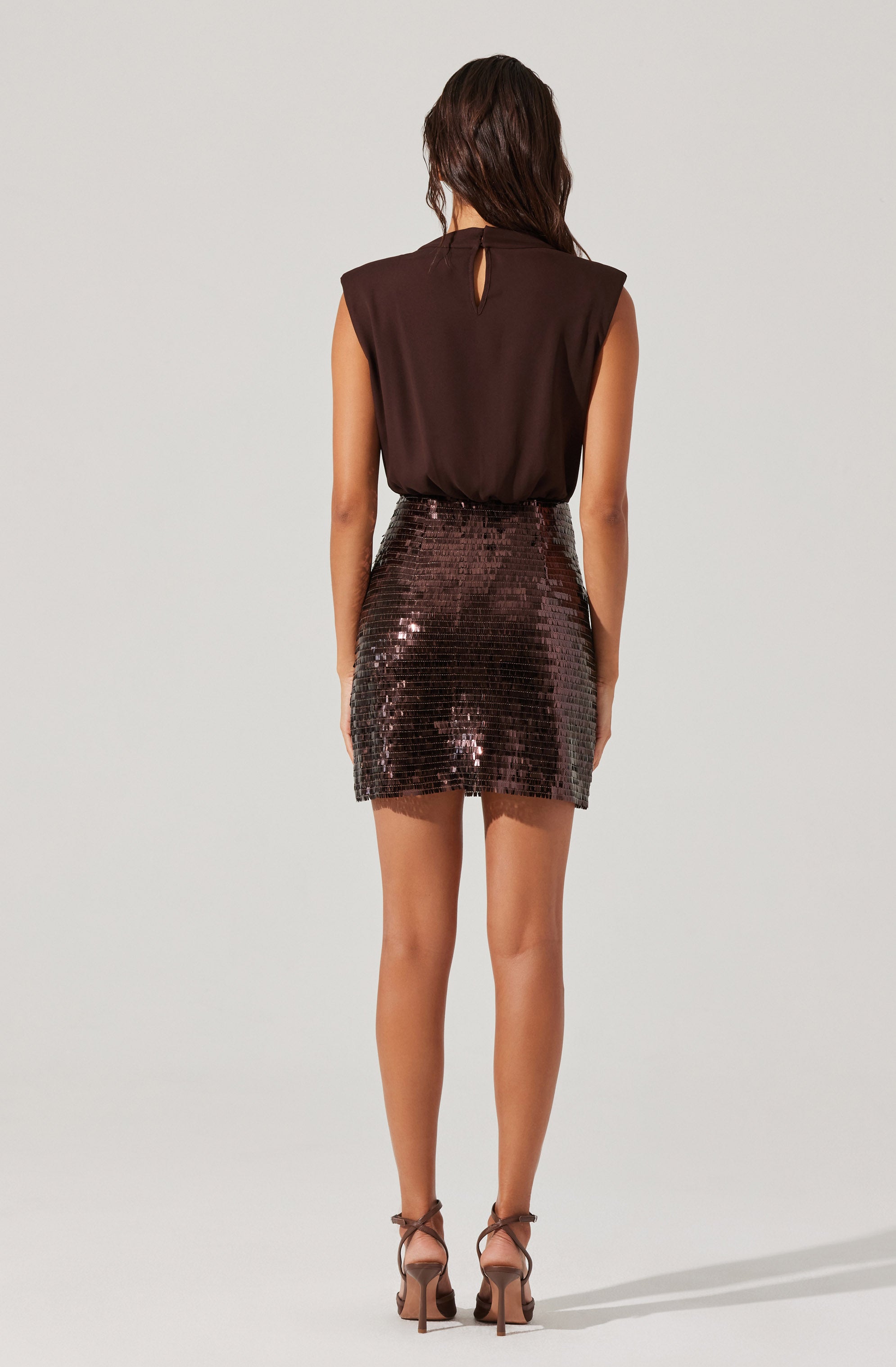 Sparkly Sequin Mixed Media Mini Dress for Women - Perfect for Parties, Night Out & Special Occasions