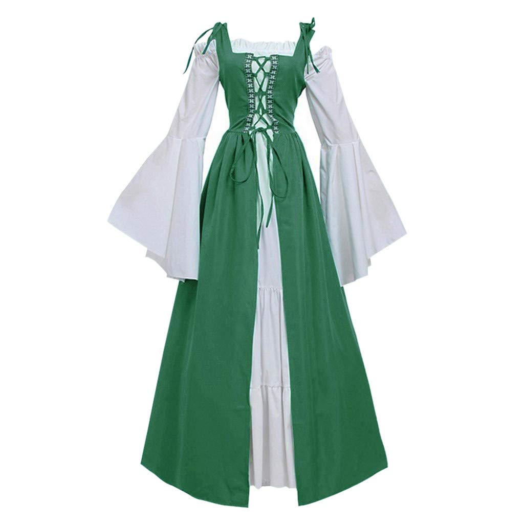 Mythic Renaissance Medieval Dress - Irish Hunter Costume Over Dress & Cream Chemise Set for Women | Pirate, LARP, Cosplay, Halloween & Renaissance Fair Outfit