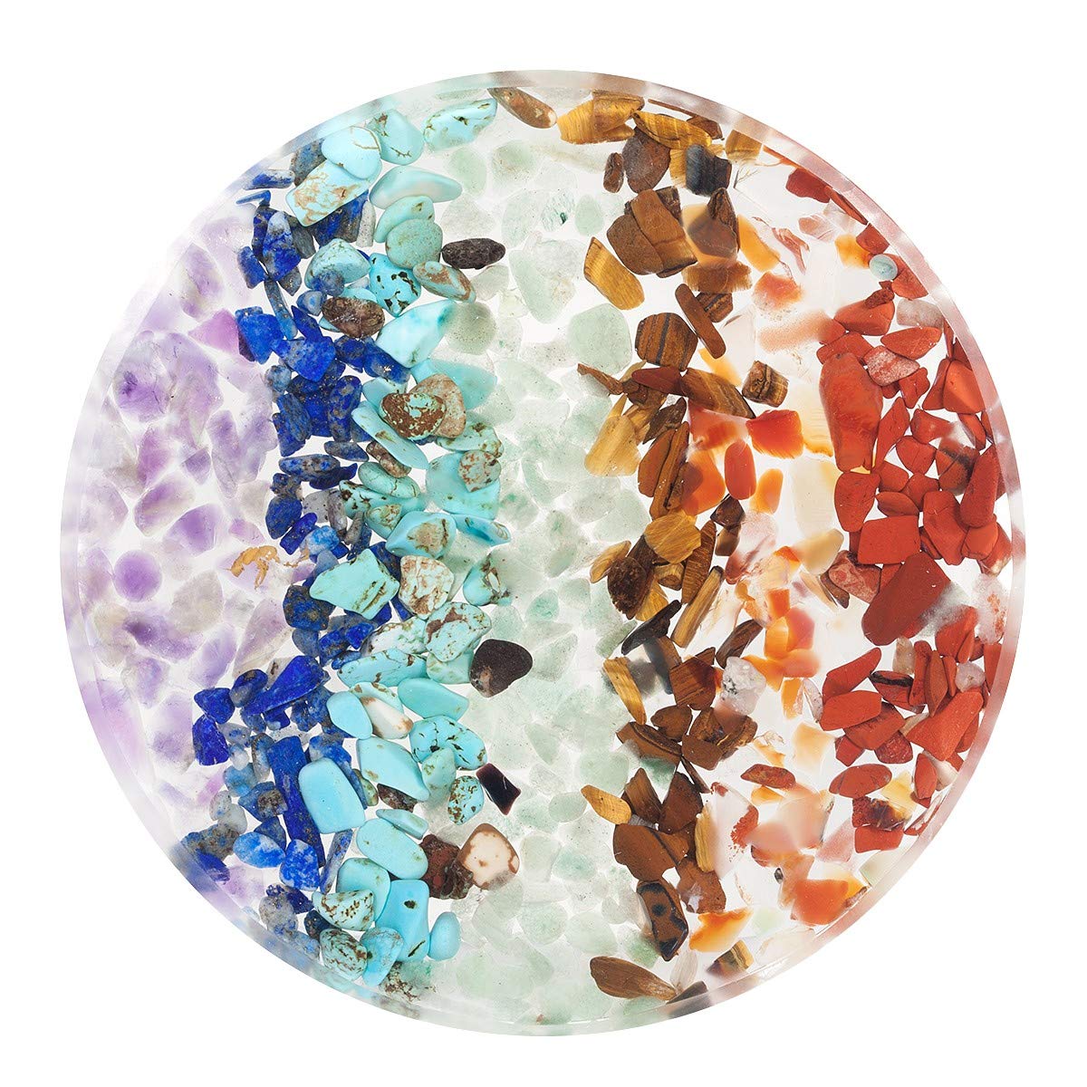 7 Chakra Orgone Crystal Slice - Healing Stone Energy Decor for Home & Office - 3.15 Inch Chakra Stones (Pack of 2) - Perfect for Meditation, Feng Shui & Positive Energy Spaces