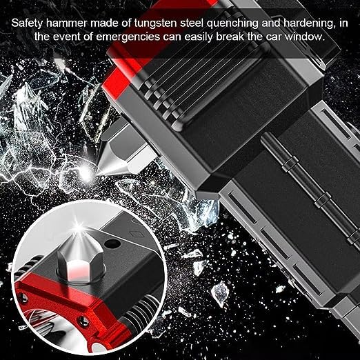 GIROUD Rechargeable LED Flashlight with Long-Distance Beam, Power Bank, Hammer & Magnets - 4 Modes for Car, Camping, Hiking & Emergency Use (Includes Window Glass & Seat Belt Cutter)