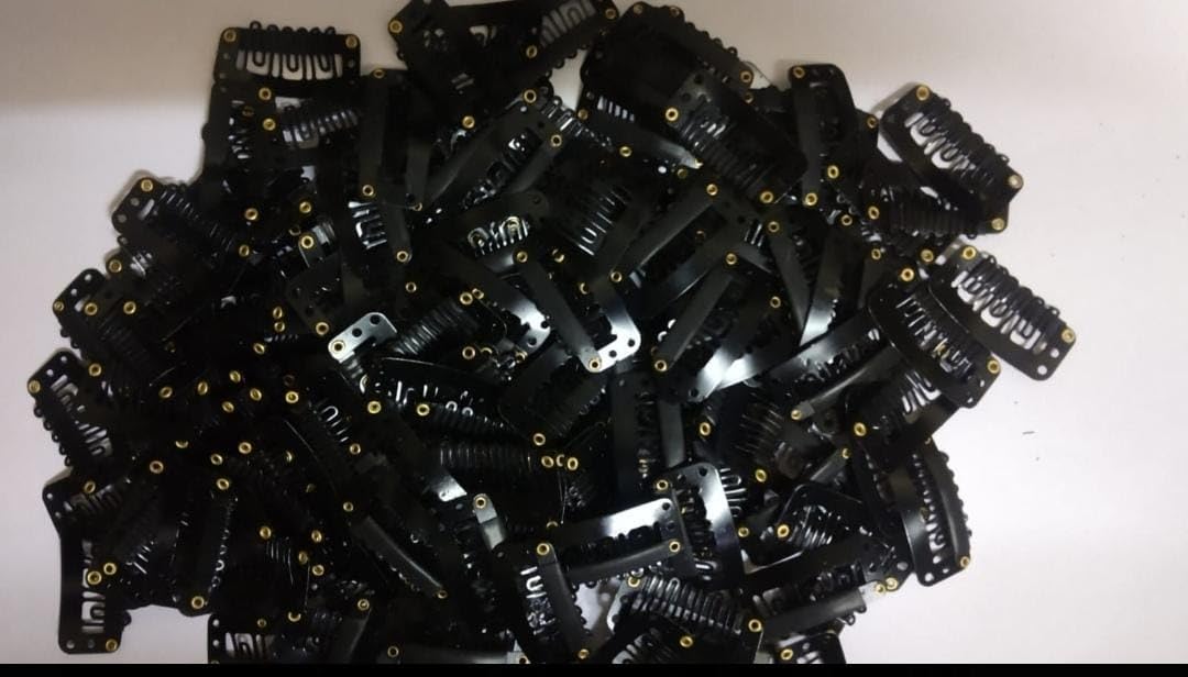 50pcs Black Hair Extension Snap Clips 32mm - Remy Human Hair Wig Clips for Women & Girls | Secure Dupatta, Bridal Hairstyles & Beauty Accessories | Perfect for Daily Use, Weddings & Special Events