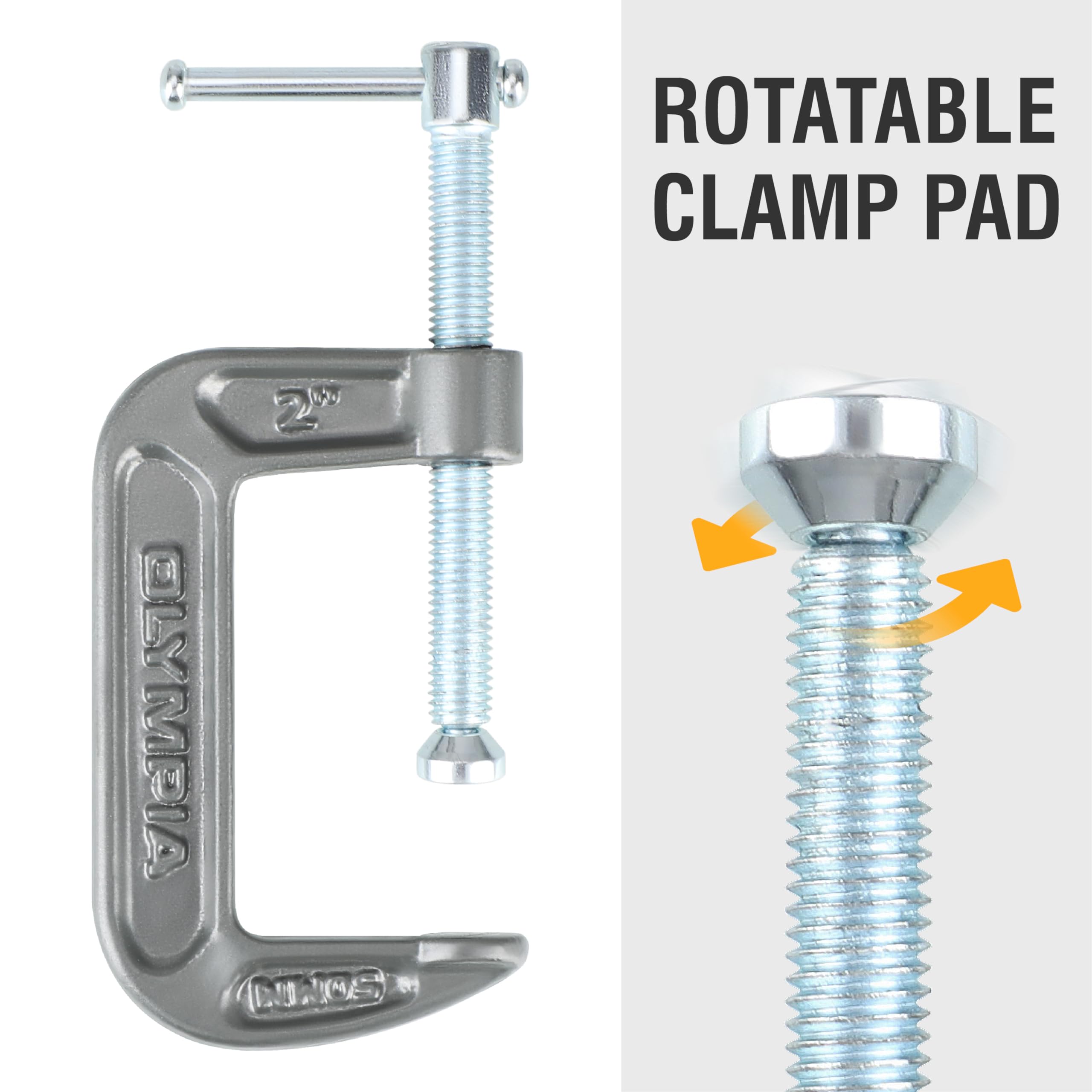 Heavy Duty Cast Iron C-Clamps 6-Pack - 2