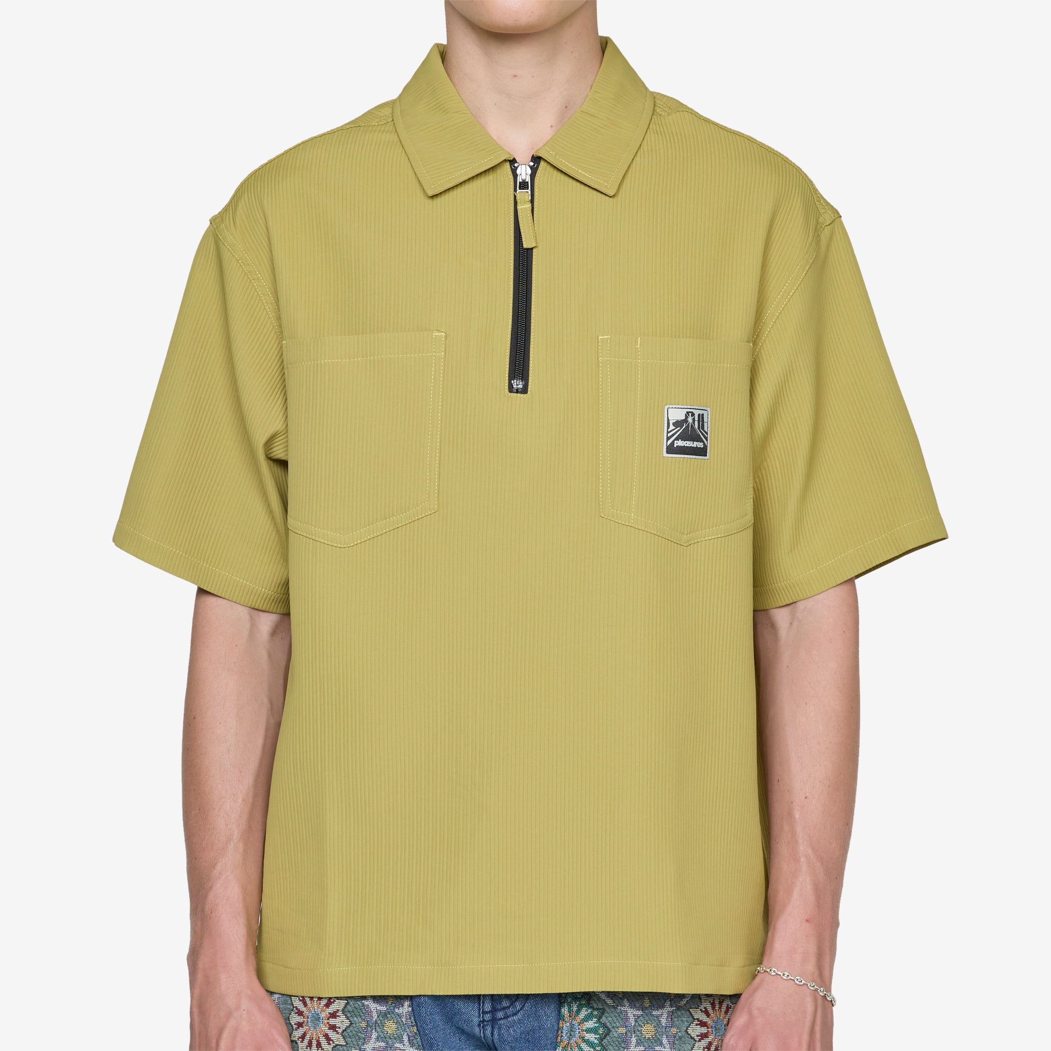 Men's Electron Zip Polo Shirt - Olive Green Performance Golf & Casual Wear for Outdoor Activities