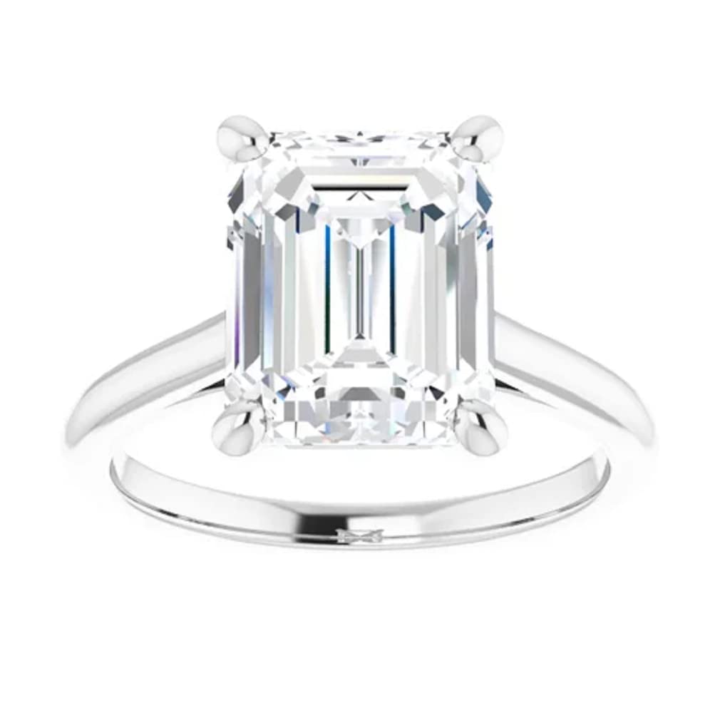10K Solid White Gold Handmade Engagement Ring for Women - 2 CT Emerald Cut Moissanite Diamond Solitaire Wedding Band, Bridal Proposal Ring | Perfect for Anniversary, Valentine's Day & Special Occasions