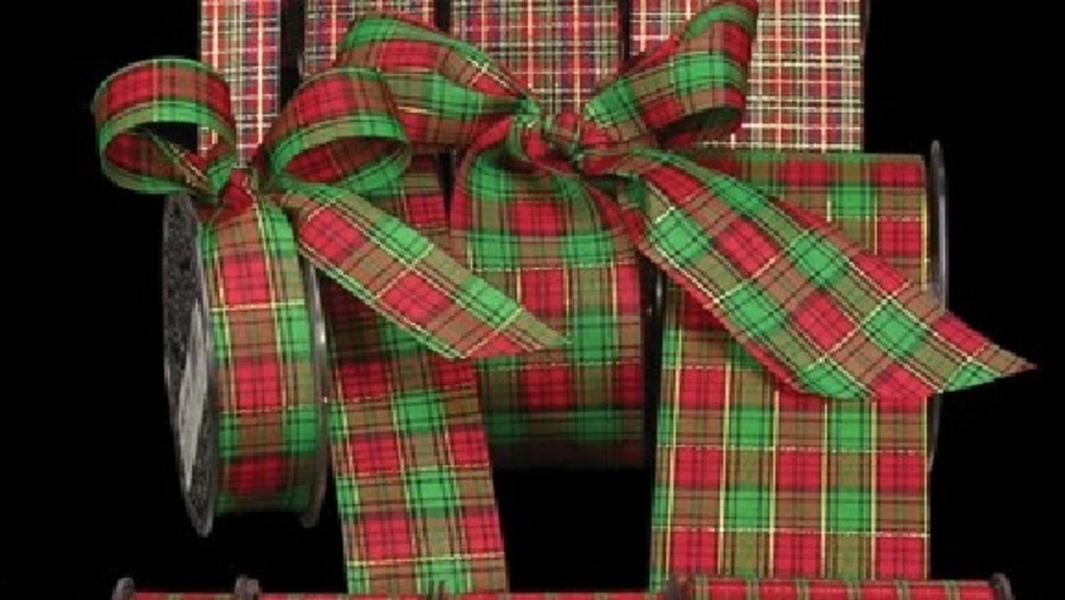 Premium Green and Red Tartan Ribbon - 2.75 Inches Wide x 66 Yards Long - Perfect for Gift Wrapping, DIY Crafts, and Holiday Decorations