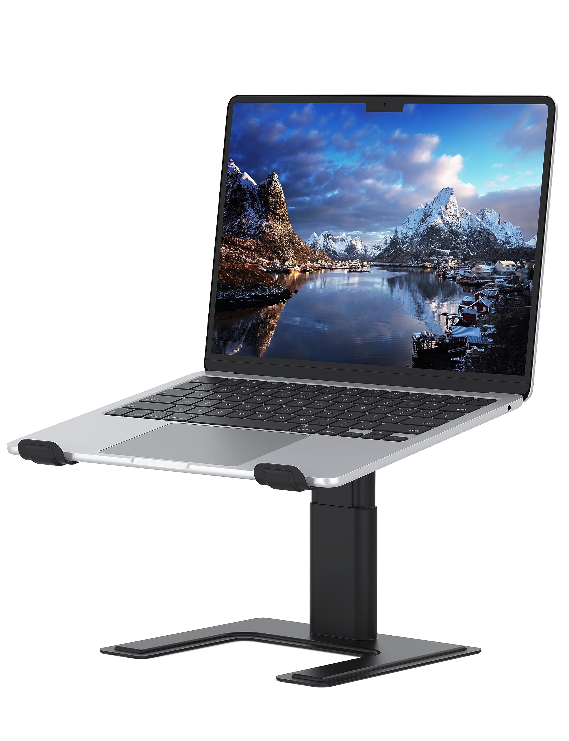ALASHI Adjustable Laptop Stand for Desk - Ergonomic Aluminum Riser Holder for 10-17.3 Inch Notebooks, PC, MacBook - Perfect for Home Office, Gaming, and Study Setup, Black