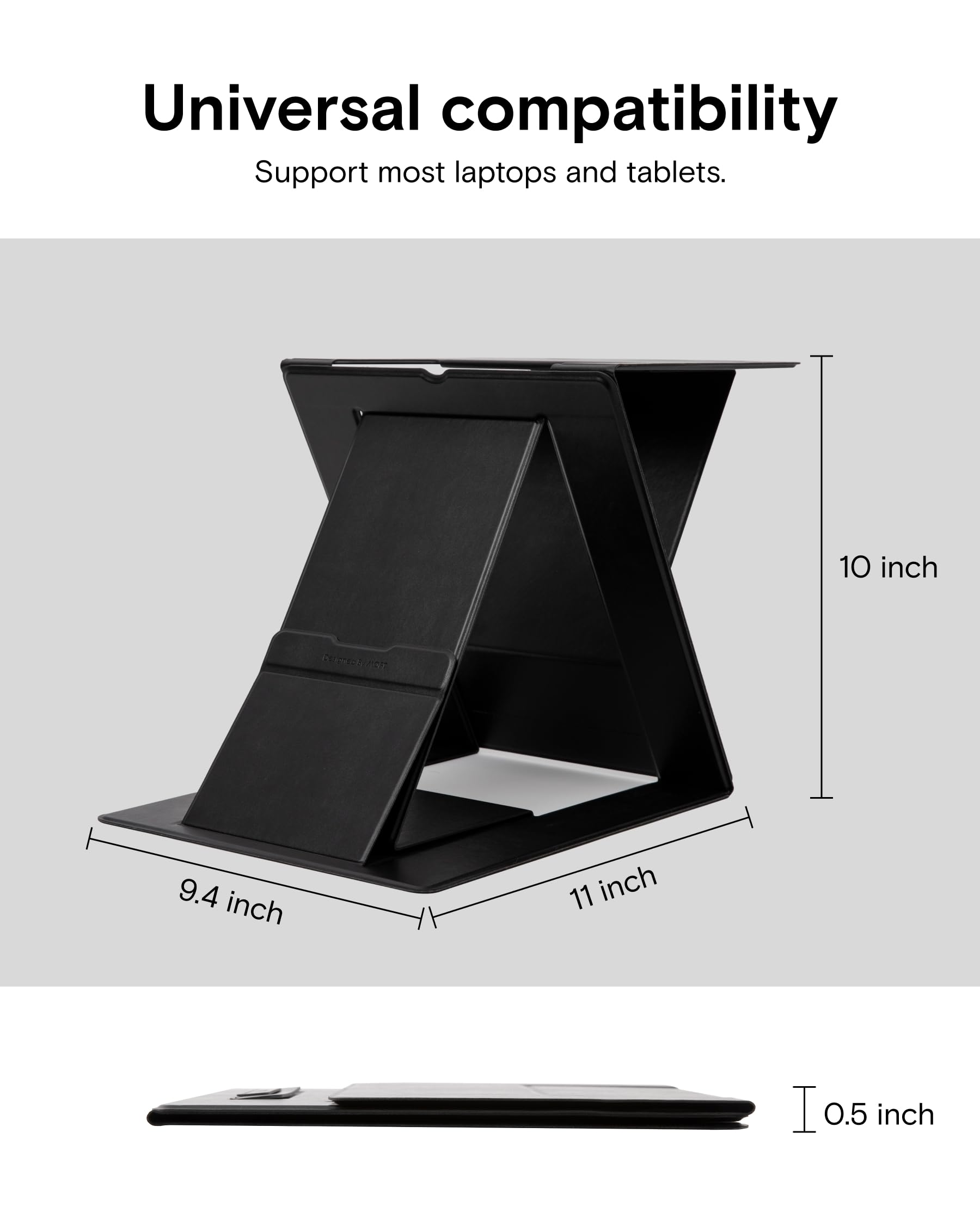 MOFT Z Foldable Laptop Stand - Slim Adjustable Laptop Riser for Desk with 4 Height Settings | Ergonomic Computer Holder for MacBook, Dell, HP (Up to 17