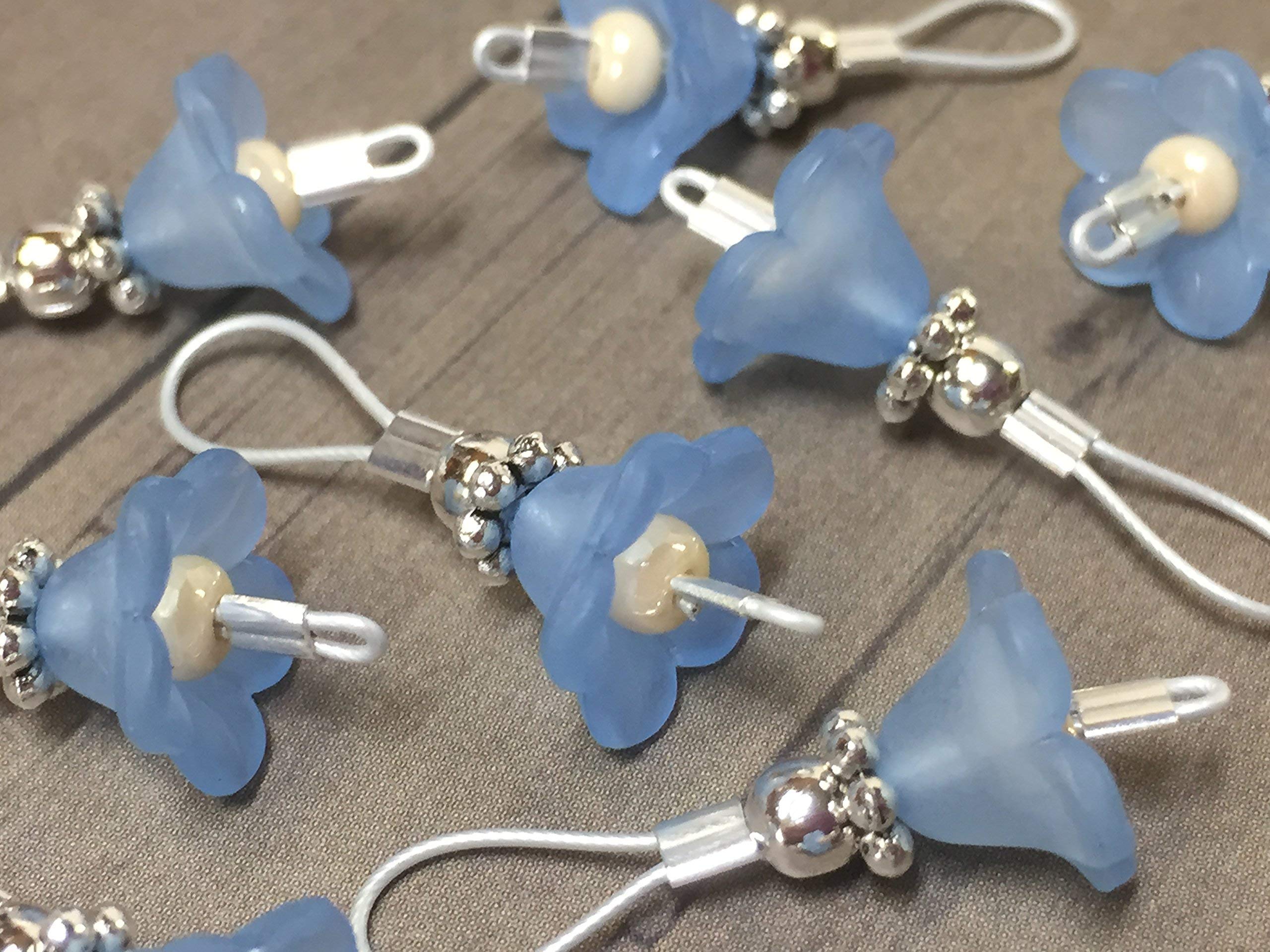 Blue Flower Wire Loop Knitting Stitch Markers - Essential Knitting Tools for Crochet & Handmade Projects | Perfect for Yarn Crafts, DIY Knitters & Crocheters