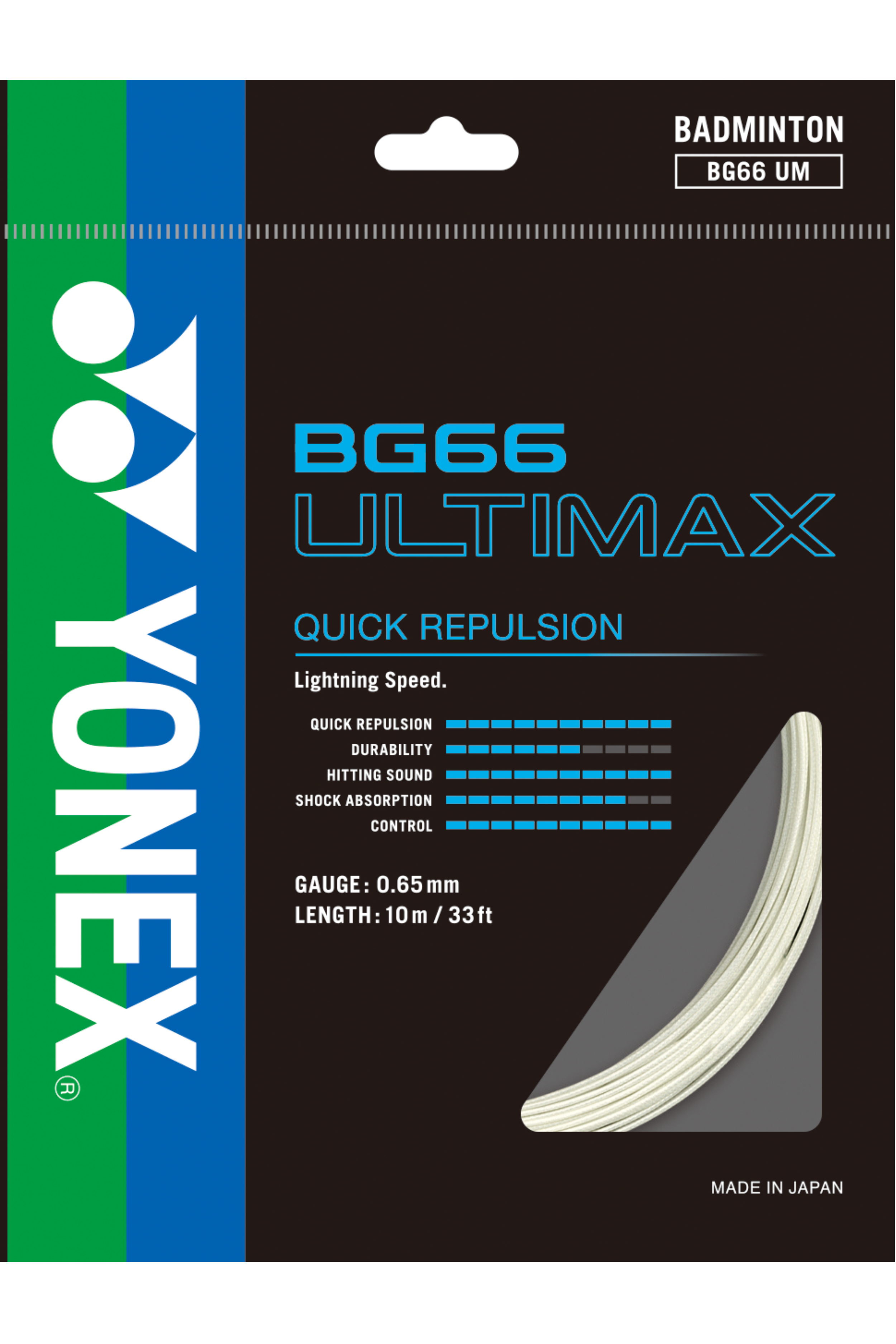 Yonex BG 66 Ultimax Badminton String - High Performance Synthetic Gut for Tournament Play & Professional Training