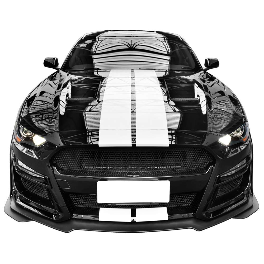 IKON MOTORSPORTS Front Bumper Lip for 2018-2023 Ford Mustang | GT500 Style Black Primer Front Lip Spoiler | PP Polypropylene Material | Enhances Aerodynamics & Sporty Look | Perfect for Car Enthusiasts & Street Racing