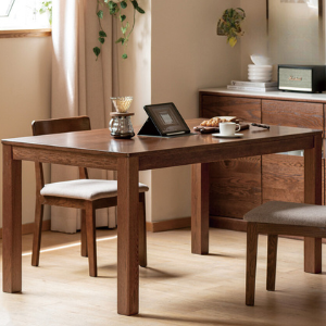 Solid Oak Wood Nordic Style Dining Table - Modern Farmhouse Kitchen Furniture for Dining Room & Small Space