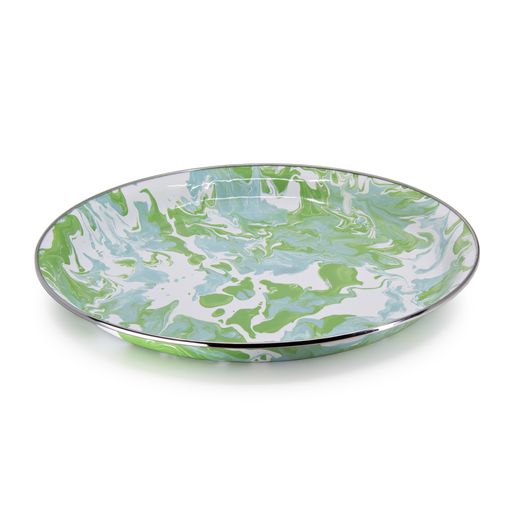 Modern Monet Swirl 15.5 Inch Enamelware Serving Tray - Elegant Appetizer Platter for Brunch, Tea Parties & Home Decor