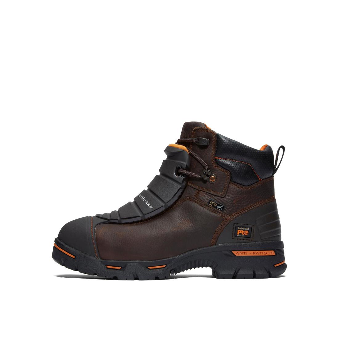 Endurance 6 Inch Steel Toe PR Met Guard Work Boots for Men - Brown Safety Shoes for Construction, Warehouse & Industrial Work