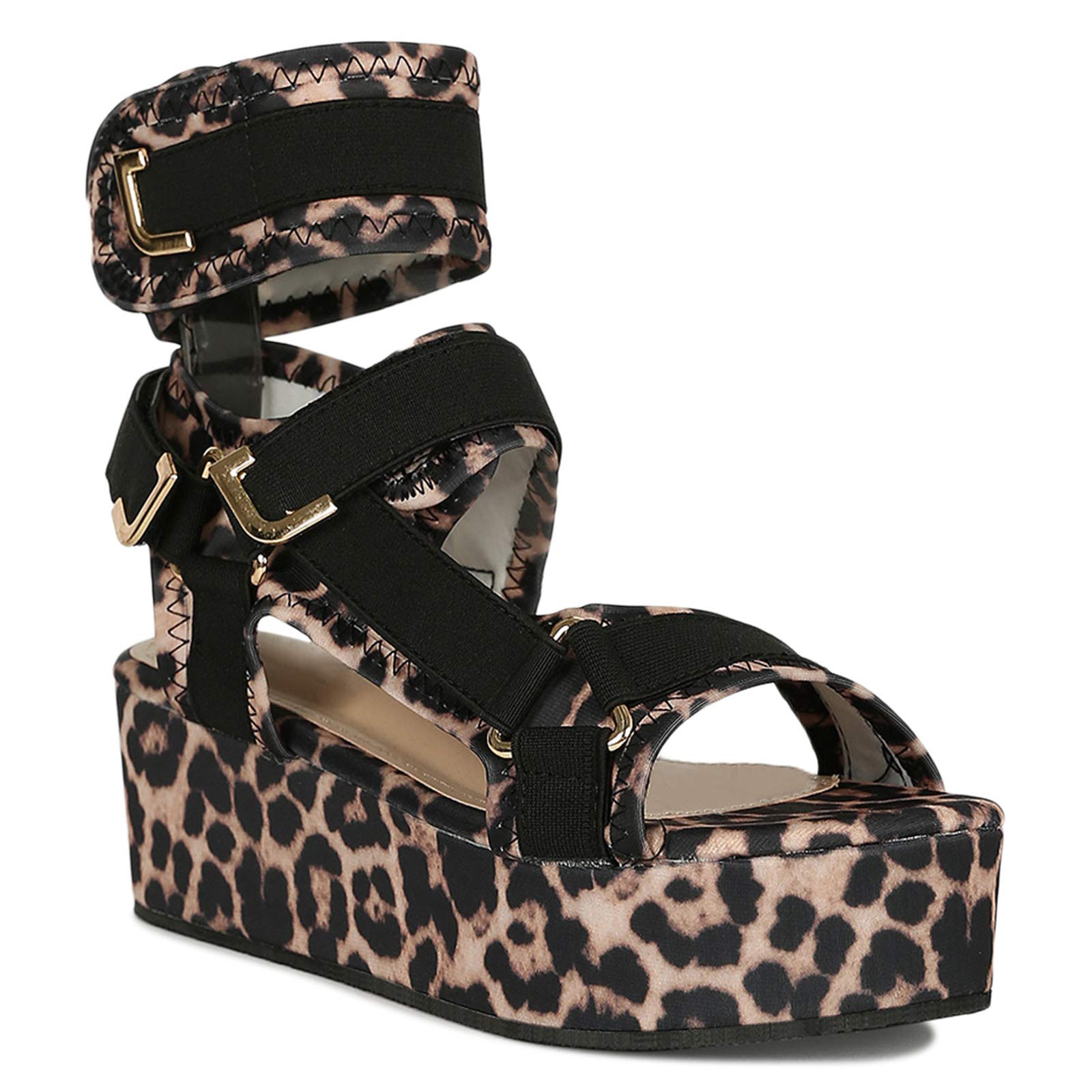 SaraIris Women's Rhinestone Glitter Platform Wedge Sandals - Open Toe Gladiator Style with Ankle Strap & Velcro Closure | Perfect for Summer, Beach, Parties & Casual Outings