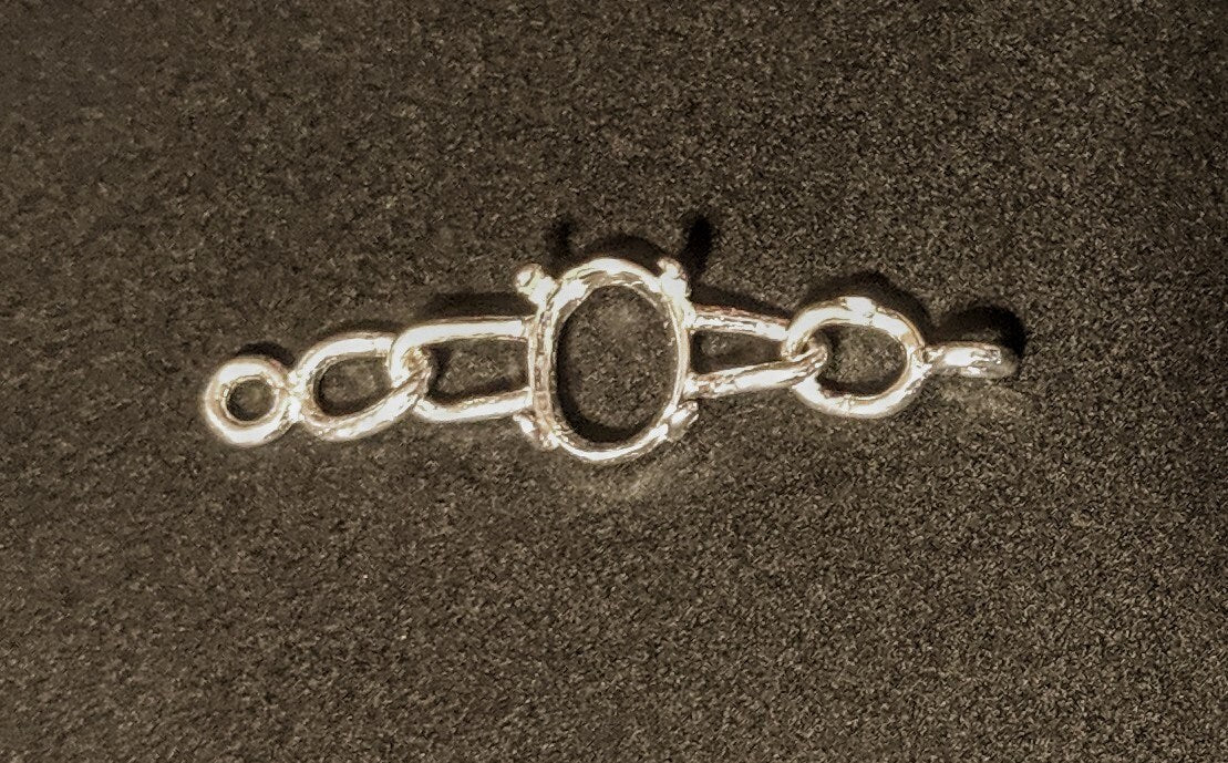 Solid Sterling Silver or 14kt Gold Chain Bracelet Link for 7x5mm & 10x8mm Oval Cabochon Stones - DIY Jewelry Making Kit - Custom Handmade Bezel Setting - Perfect for Birthstone, Gemstone & Crystal Bracelets - Gift for Her, Wedding, Anniversary & Special Occasions