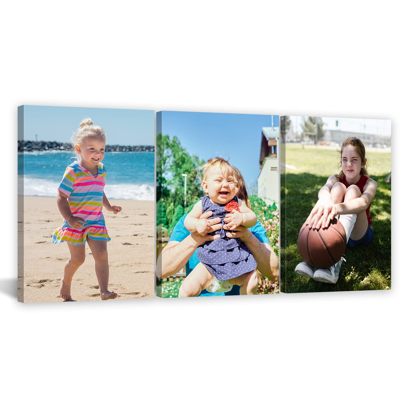 Custom Canvas Prints with Your Photos - 3 Panel Personalized Picture Wall Art | Wedding, Family & Friends Gift Idea | Framed & Ready to Hang (20x28 Inches, 3 Photos) | Perfect for Living Room, Bedroom Decor & Anniversary Presents