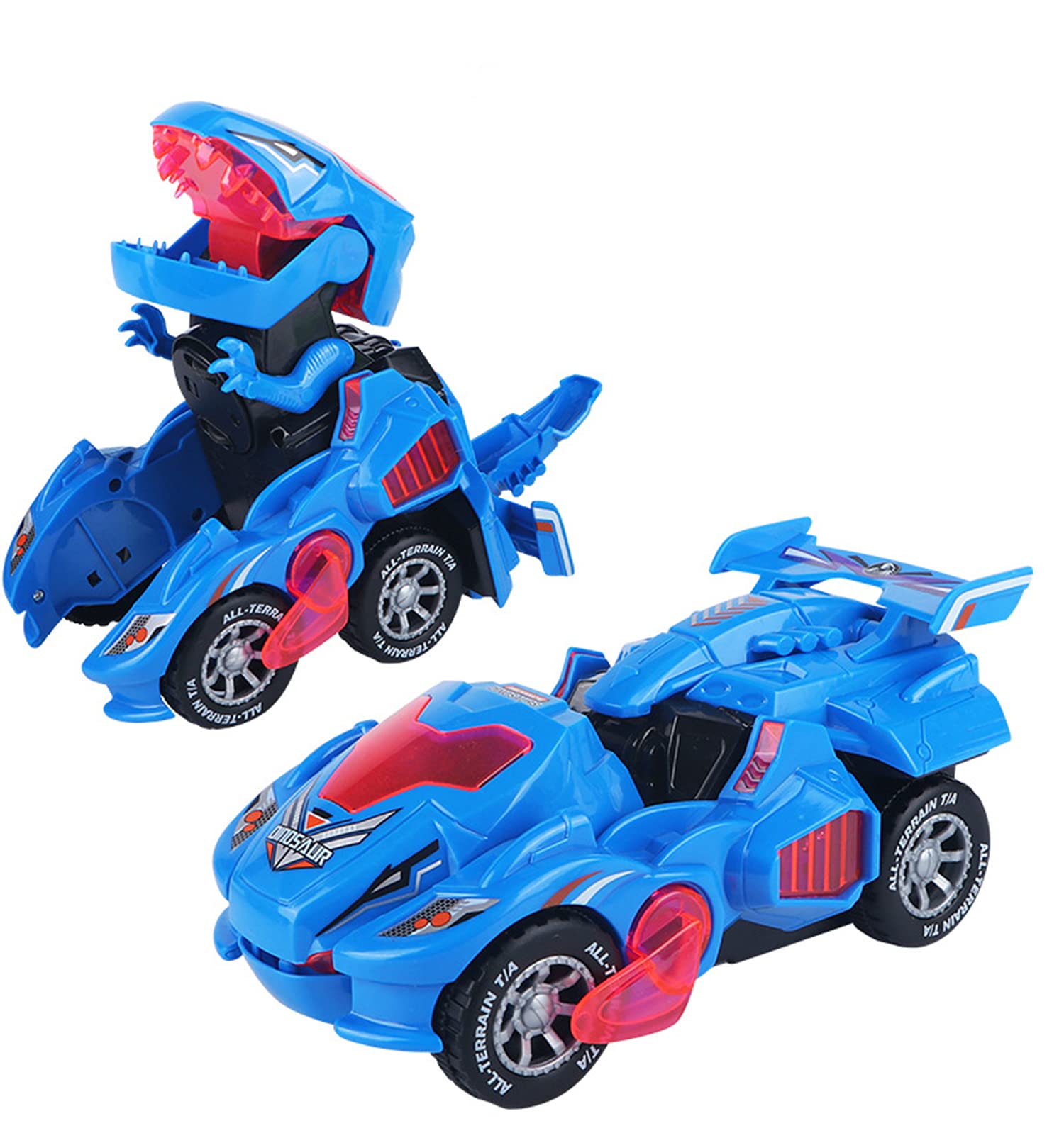 Automatic Transforming Dinosaur Toy Cars for Kids 3-5 Years Old - 2 in 1 Dino Robot Vehicle Toys, Blue Dinosaur Transformer for Boys & Girls - Perfect Christmas Birthday Gift for Toddlers | STEM Learning Toy for Pretend Play & Car Racing Games