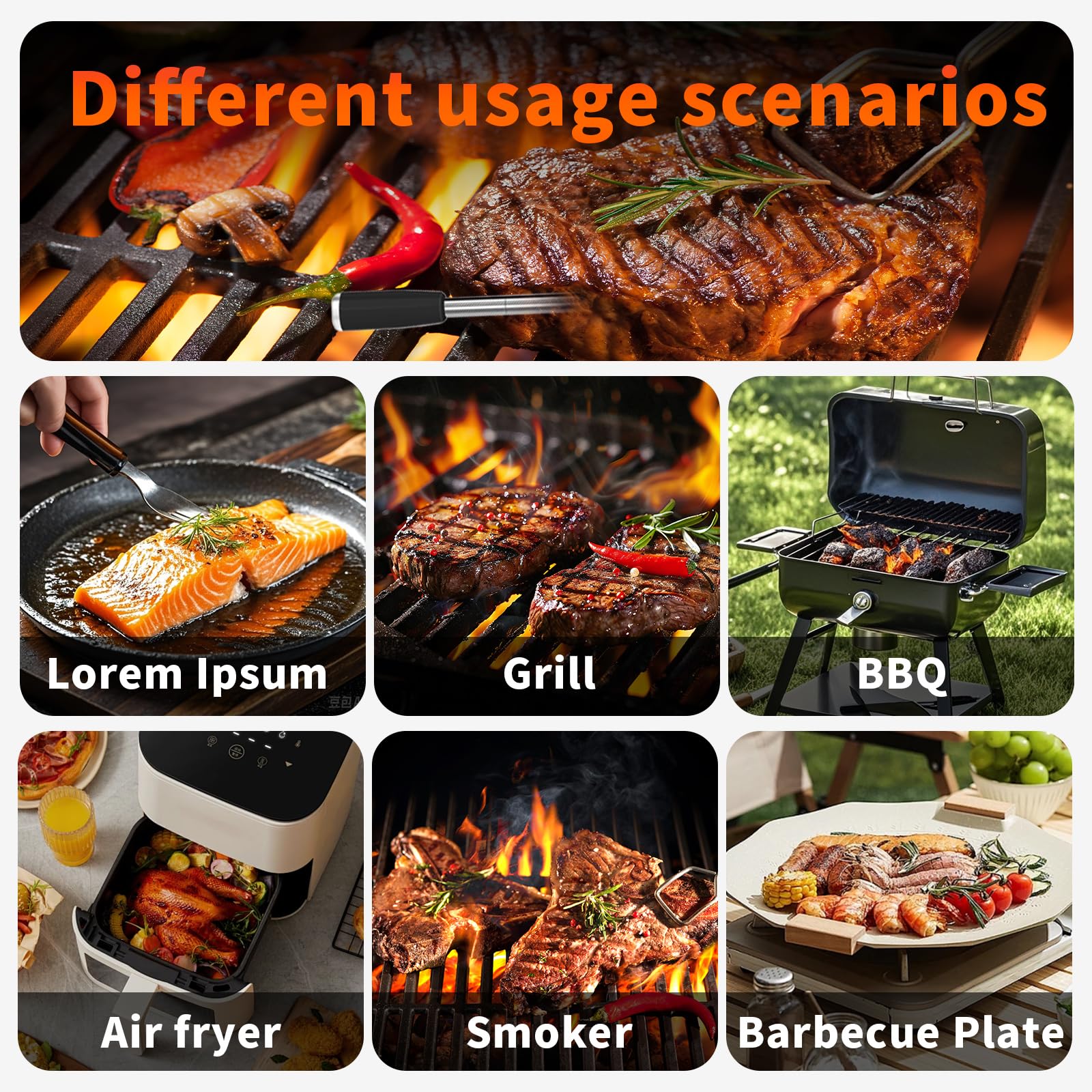 Smart Wireless Meat Thermometer with Bluetooth & App Control - Digital BBQ Grill Thermometer for Steak, Chicken, Turkey - Perfect for Oven, Smoker, Roasting & Grilling | Dishwasher Safe | Indoor & Outdoor Cooking
