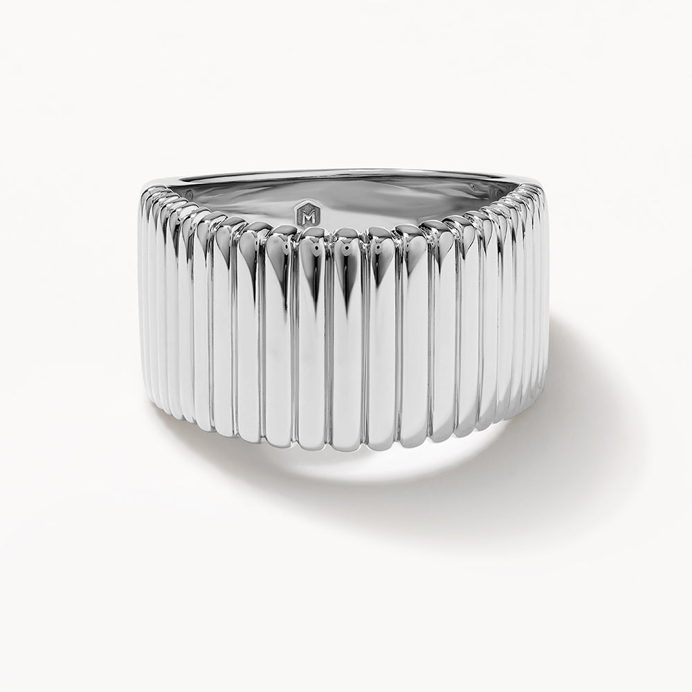 Stylish Silver Ribbed Tapered Barrel Ring - Perfect for Everyday Wear, Date Nights & Special Occasions