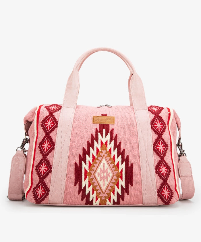 Wrangler Aztec Knitted Trolley Sleeve Duffle Bag - Stylish Travel Duffel with Laptop Compartment | Perfect for Weekend Trips, Gym & Airplane Carry-On