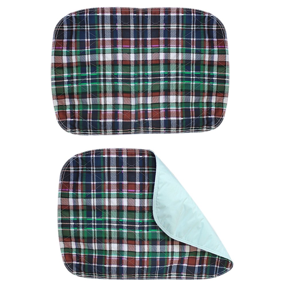 Washable Plaid Chair Pad & Bed Pad - 17x24 Inch Reusable Incontinence Underpad for Adults & Kids - Waterproof Protection for Chairs, Beds, Wheelchairs & Sofas - Ideal for Home, Office & Travel Use