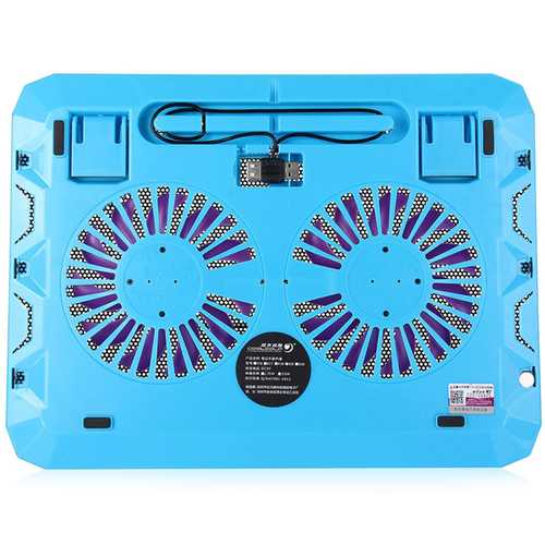 CoolCold K19 Ultra Thin USB 2.0 Laptop Cooling Pad with Dual Fans & LED Lights for 14