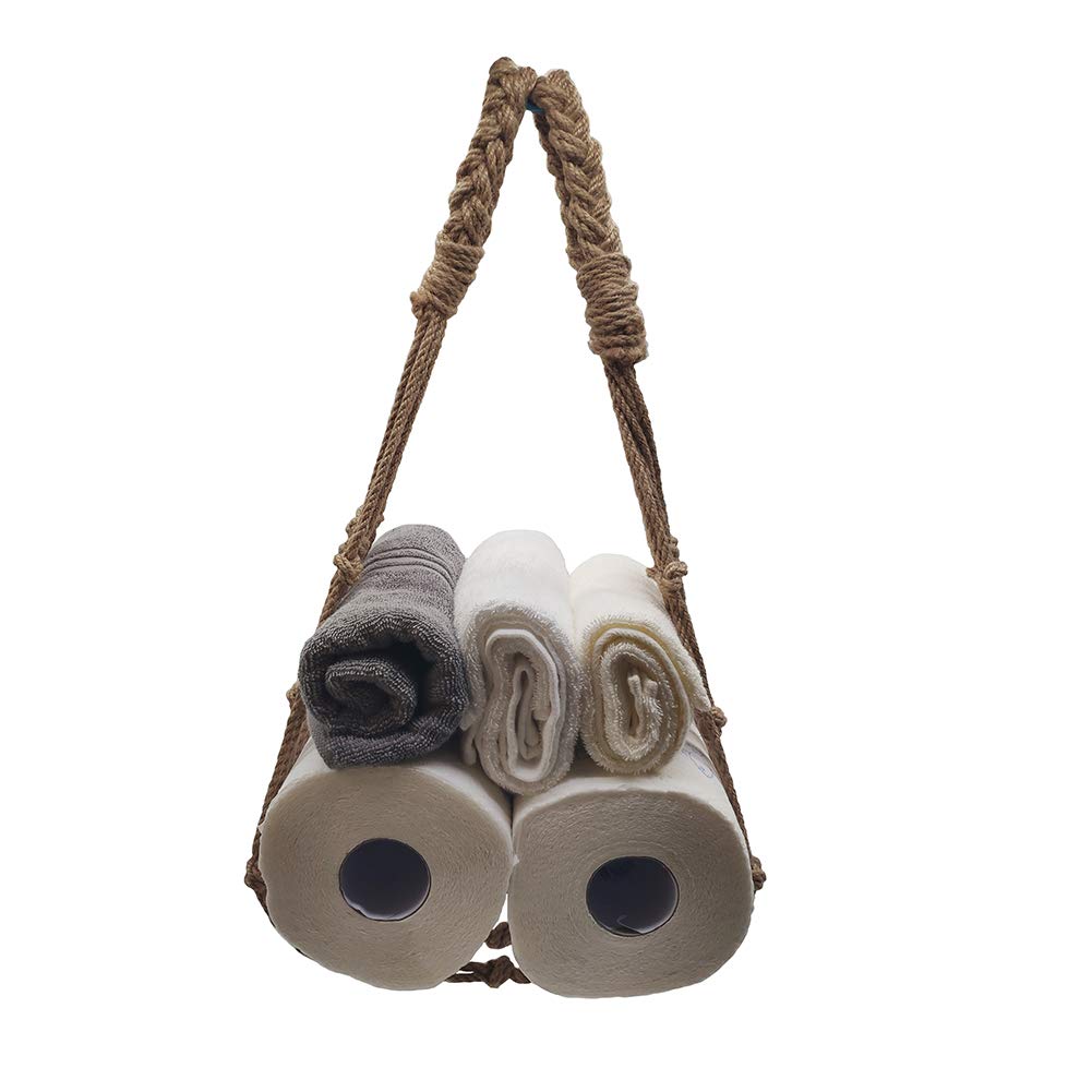 Handmade Nautical Rope Towel Holder & Toilet Paper Holder - Rustic Bathroom Decor for Coastal, Beach House & Farmhouse Style Homes