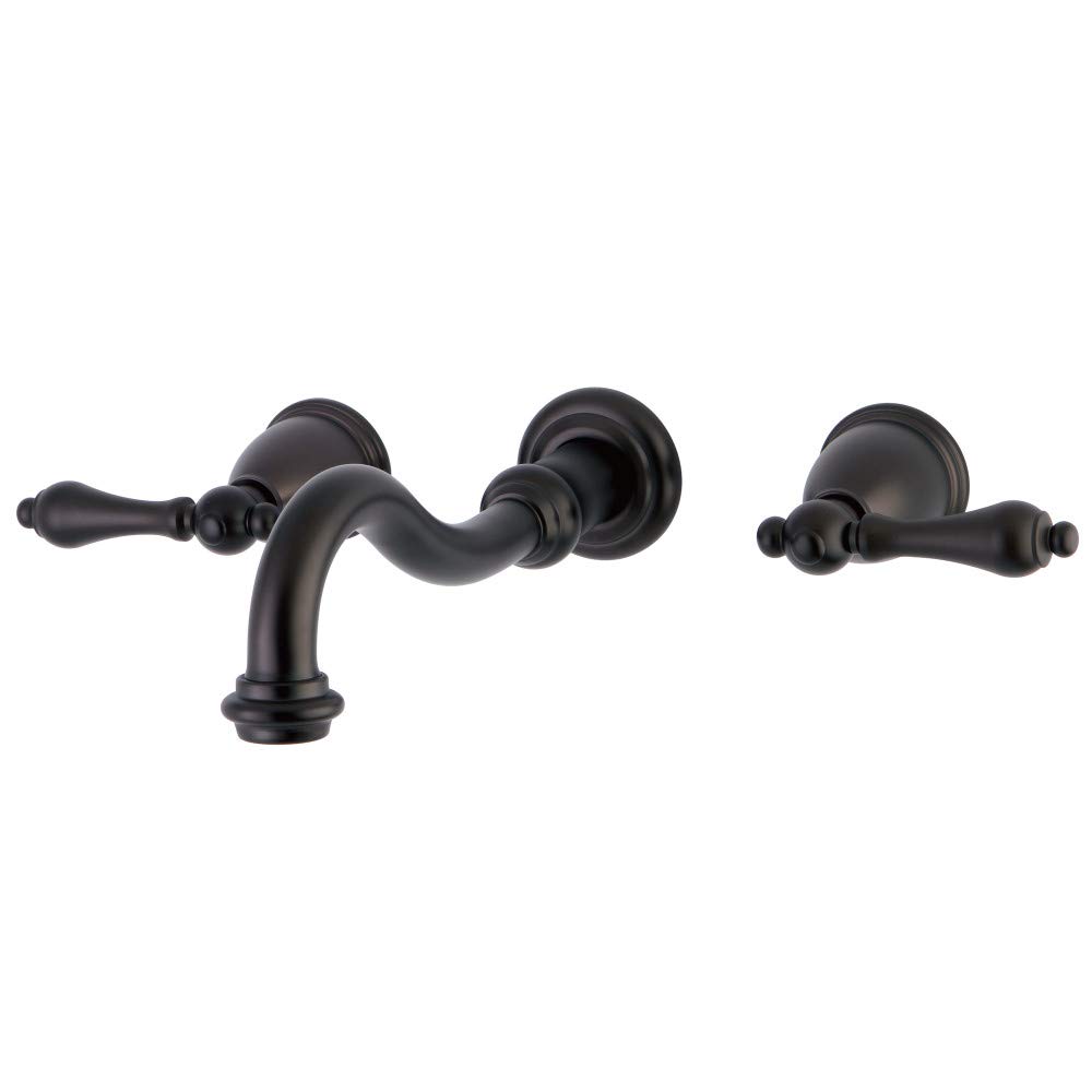 Kingston Brass KS3025AL Oil Rubbed Bronze Wall Mount Tub Faucet - Two-Handle Restoration Style for Vintage Bathroom Decor - Perfect for Clawfoot Tubs and Traditional Bathroom Renovations