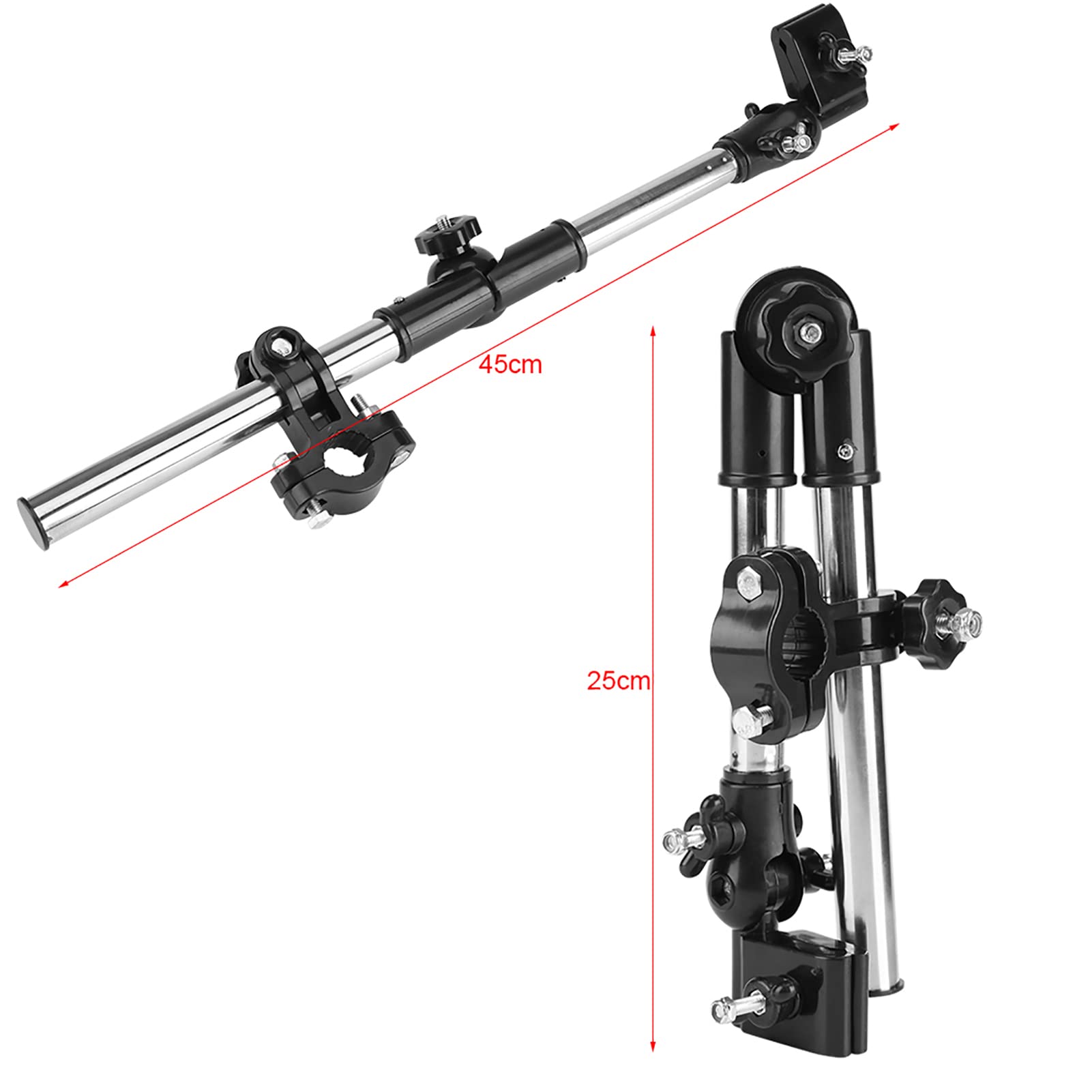 360° Adjustable Stainless Steel Umbrella Mount Holder for Wheelchair, Bicycle & Rollator - Black Stretch Umbrella Stand for Outdoor Activities, Rain Protection & Sun Shade
