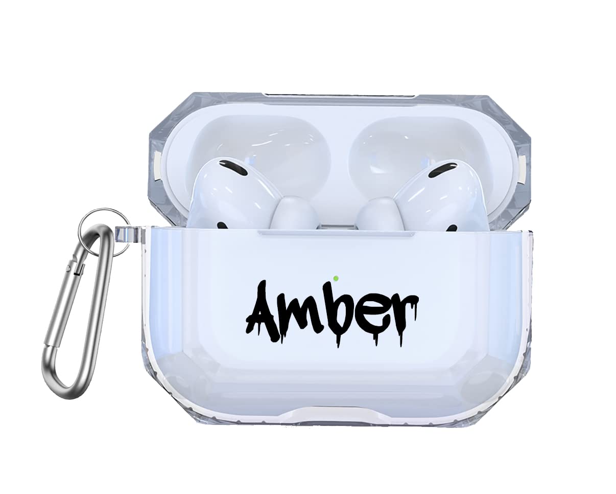 Custom Name Graffiti AirPods 2 Pro Case with Keychain - Clear Protective Cover Compatible with AirPods 1/2/3 (AP76) - Perfect for Street Style, Gifts & Personalization