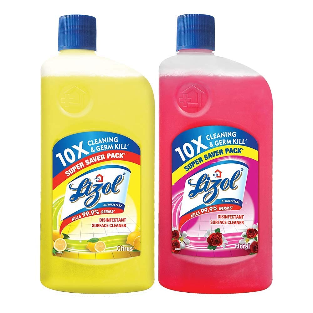 Lizol Disinfectant Floor Cleaner Floral Scent 975ml & Harpic Powerplus Toilet Cleaner Rose Fragrance 1L - Kills 99.9% Germs, Eliminates Odors - Best for Bathroom, Kitchen, Tile & Household Deep Cleaning - Ideal for Homes, Offices & Commercial Spaces