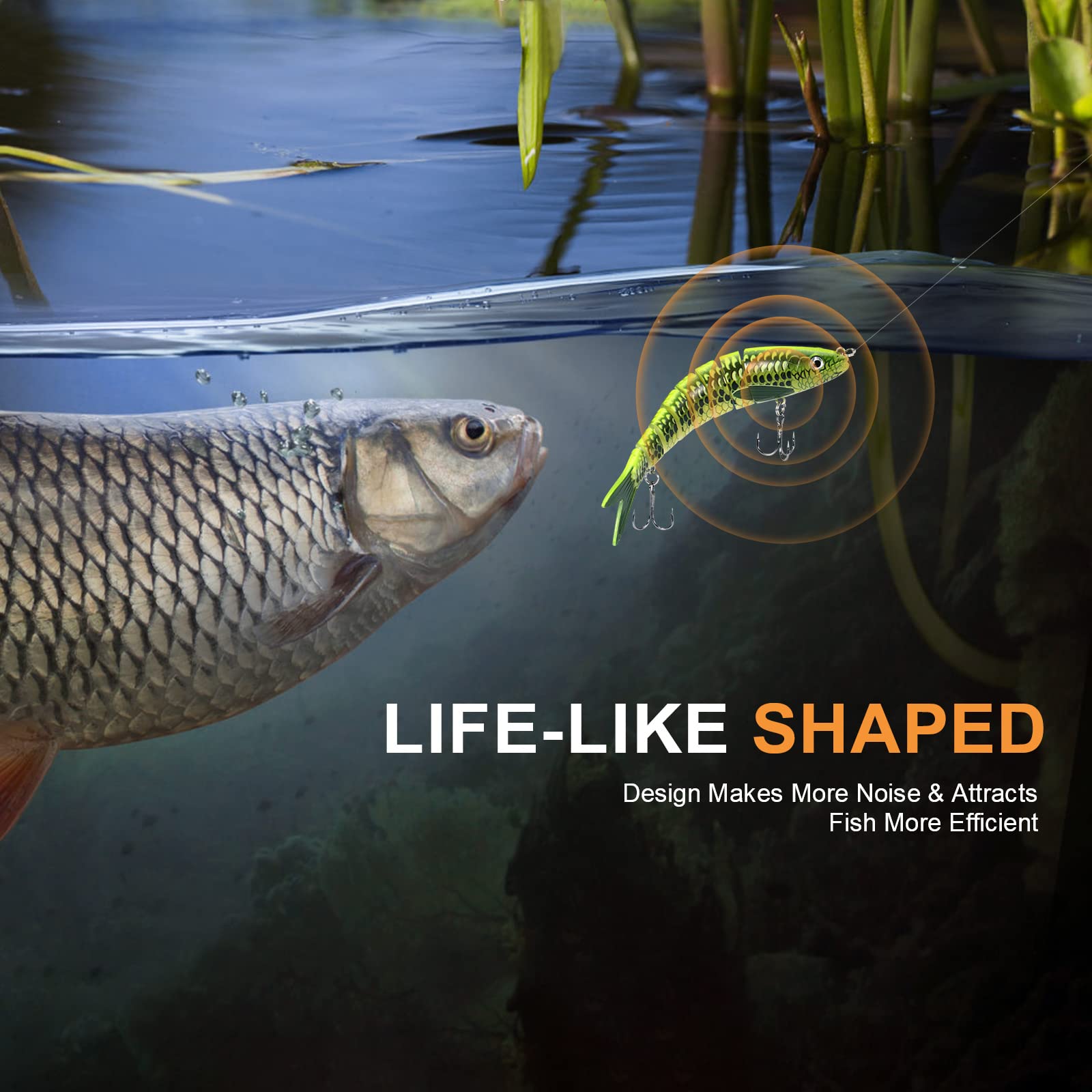 JXTZ Multi-Jointed Bass Fishing Lures - Slow Sinking Swimbaits with Lifelike Action for Trout & Bass - Saltwater & Freshwater Fishing Lures Kit - Perfect for Lake, River and Ocean Fishing Adventures