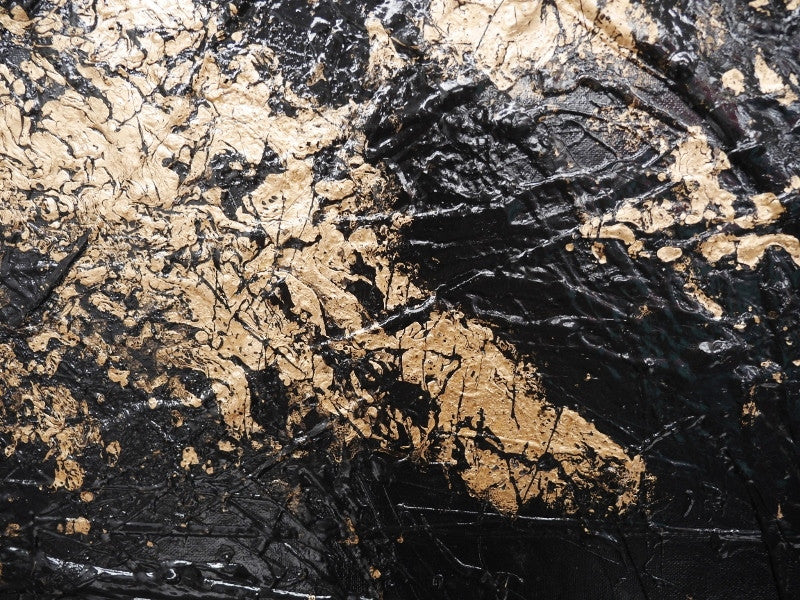 Abstract Black Metallic Gold Wall Art - Modern Home Decor for Living Room, Bedroom & Office - Inspirational Canvas Painting for Contemporary Interior Design