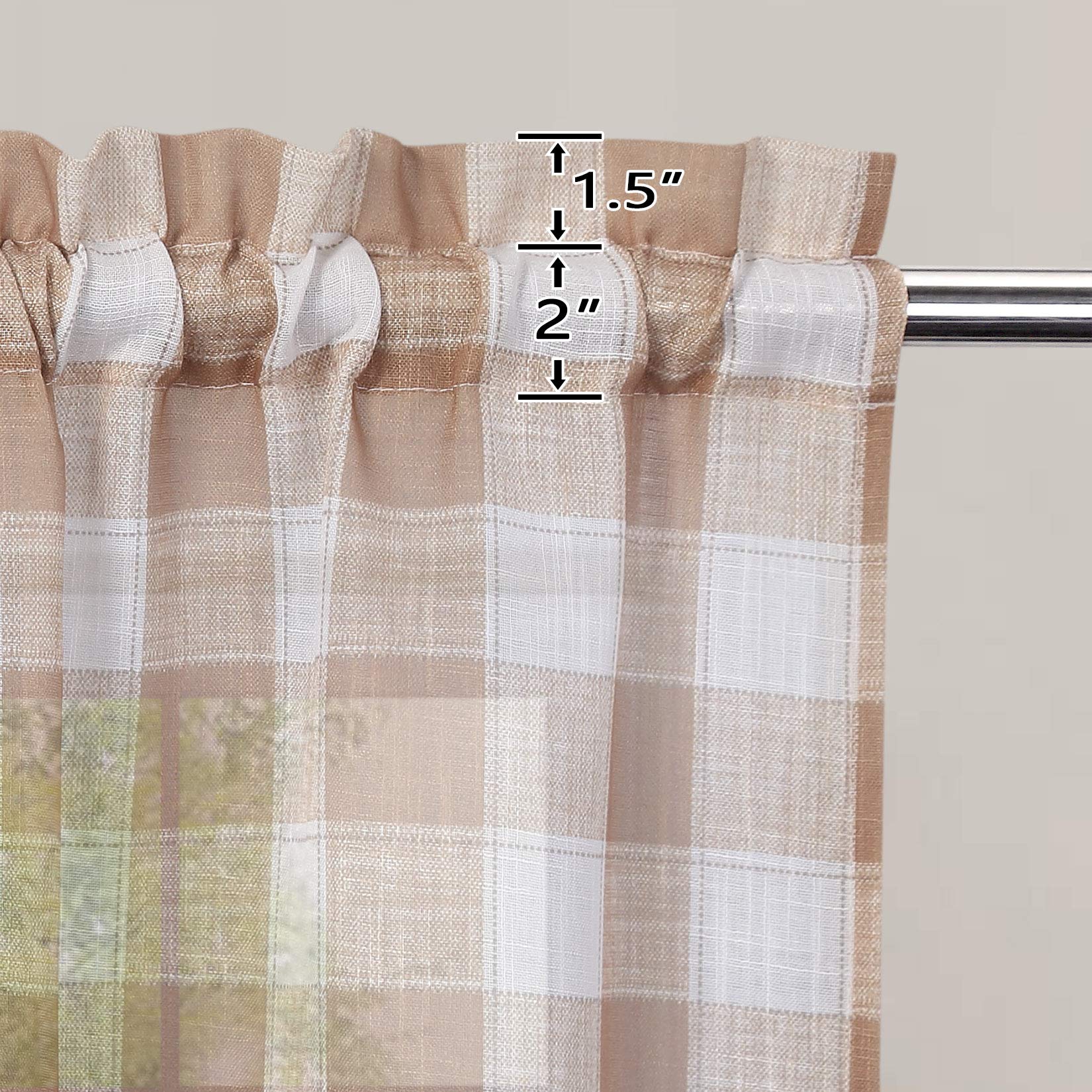Farmhouse Buffalo Plaid Kitchen Curtains 26x45
